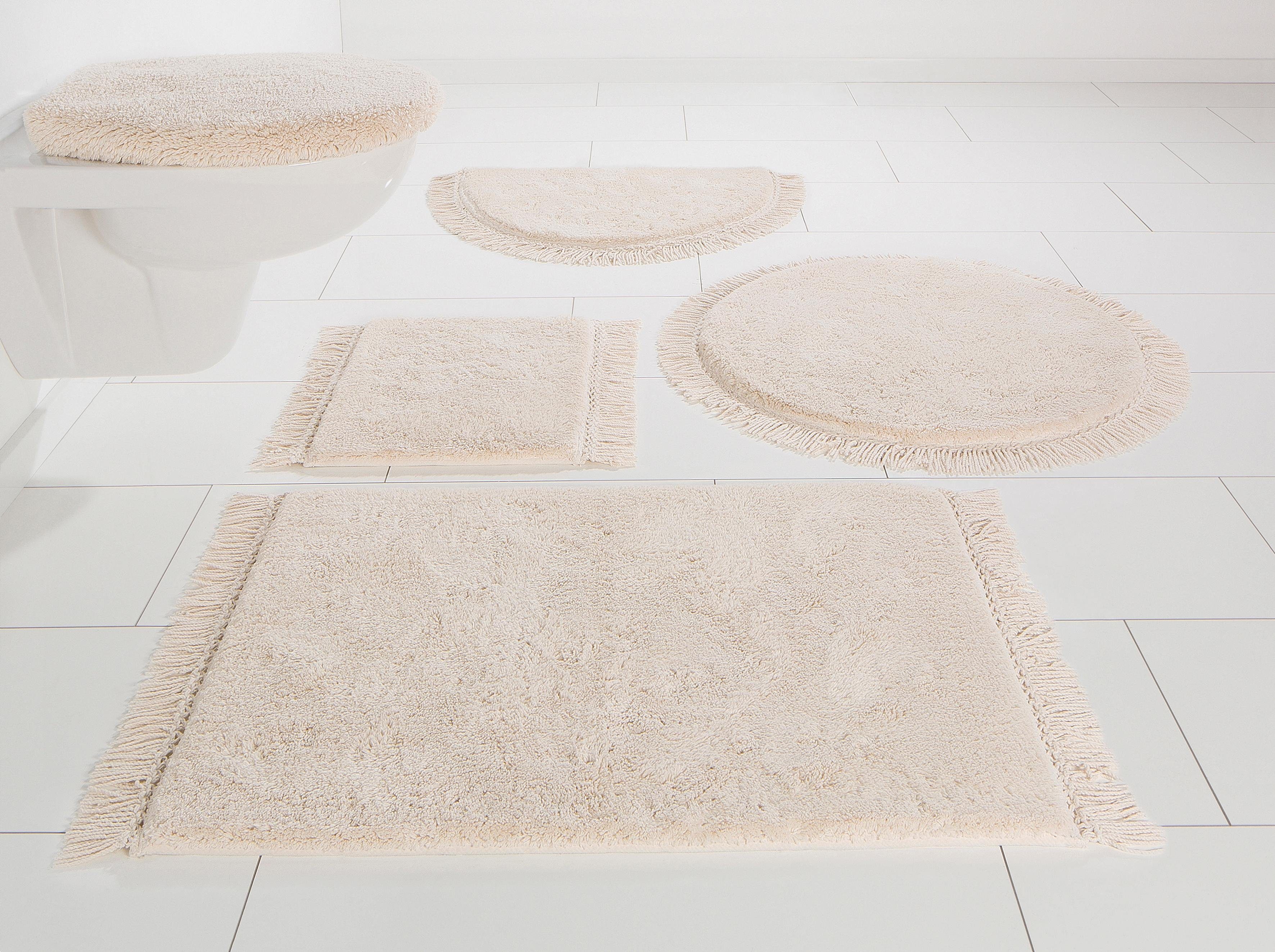 my home Badmat Finca Franje, boho, badmat, bio-katoen, ook als 3-delige set badmatten maat 3-delige set voor staand toilet beige