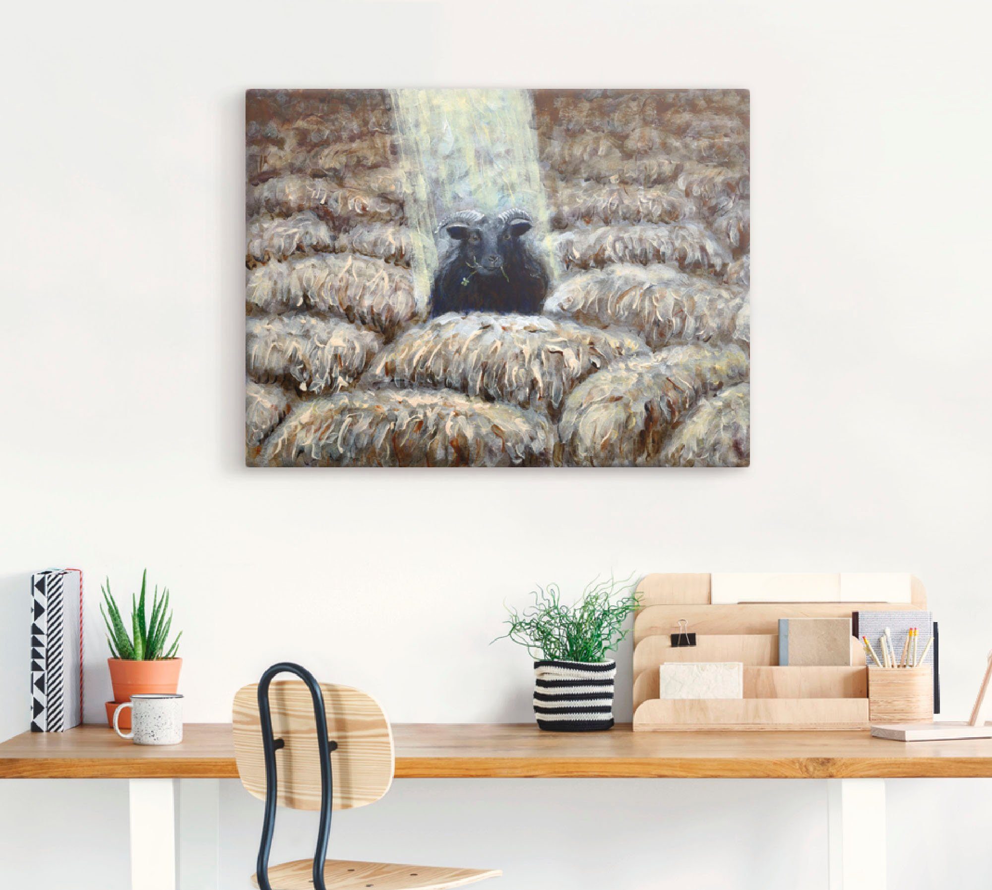 Artland Artprint Zwarte schaap als artprint op linnen in verschillende maten