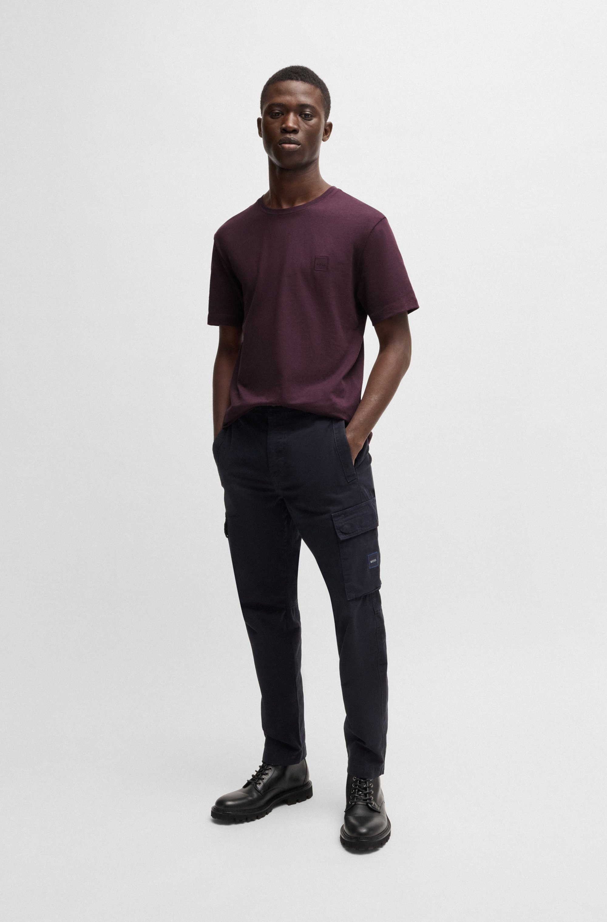 Boss Orange T-shirt Tales met boss-borduursel op de borst