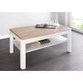 pro line salontafel van hout, met plank, plaat sonoma-eiken imitatie, frame wit, rechthoekig wit