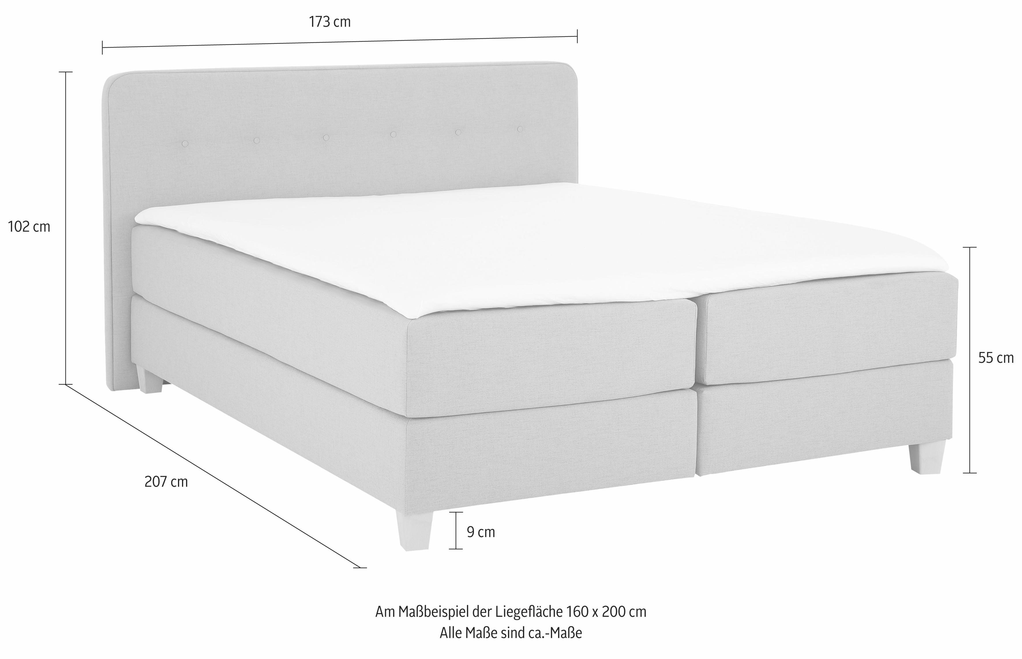 Home affaire Boxspring Fargo inclusief topper, in 3 soorten matrassen, in fluweel of structuurstof