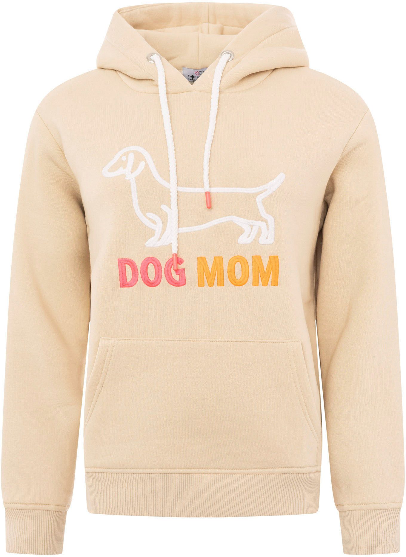 Zwillingsherz Hoodie Dog Mom met geborduurd hondenmotief en frontzak