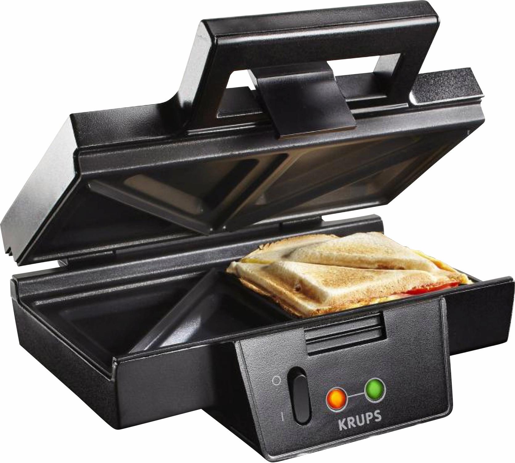 Krups Sandwichmaker FDK451 bakplaten met antiaanbaklaag, opwarm- en temperatuurcontrolelampje