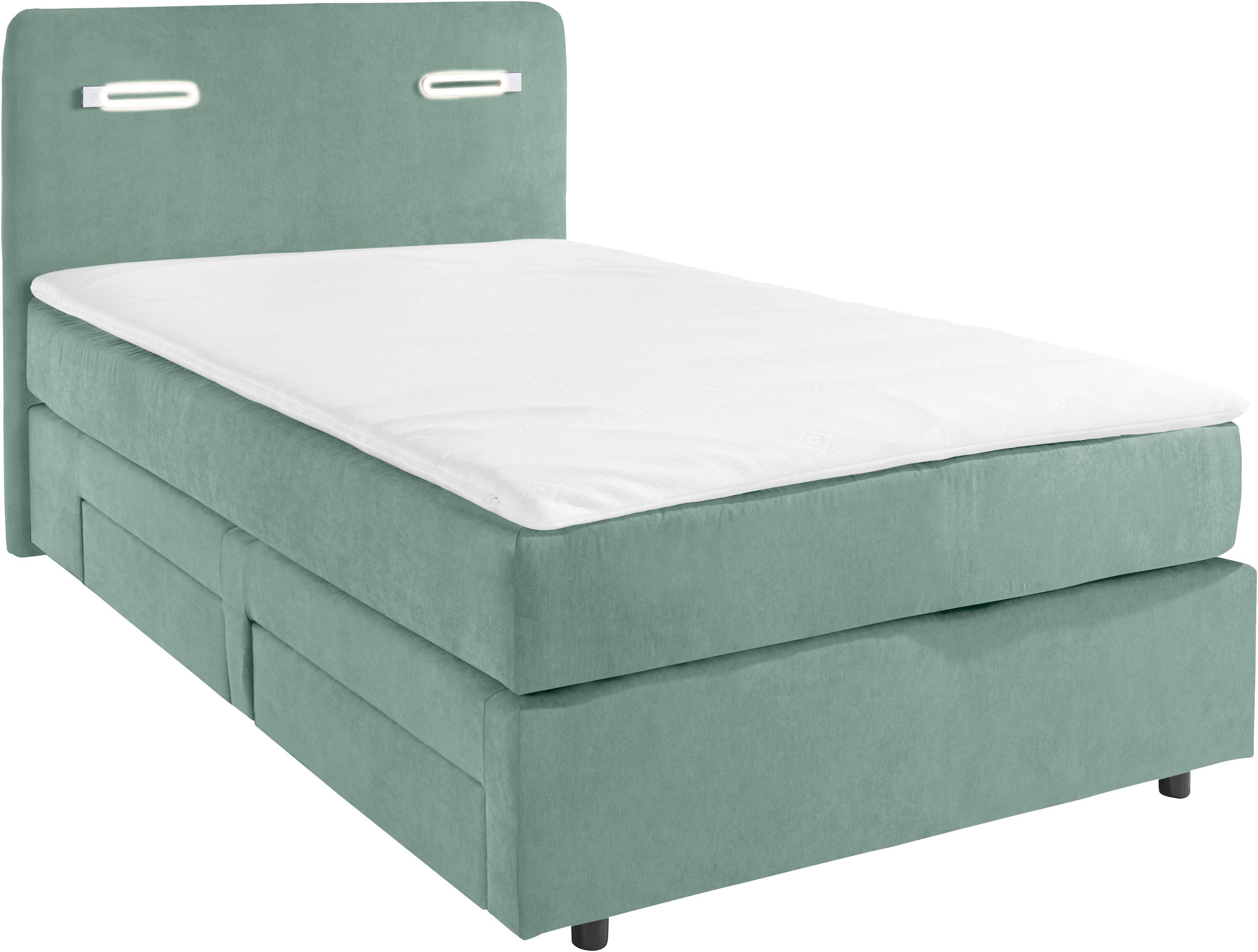 INOSIGN Boxspring Luan met laden, ledverlichting en topmatras, in breedte 120 cm en 180 cm te bestellen, in verschillende hardheden te kiezen.