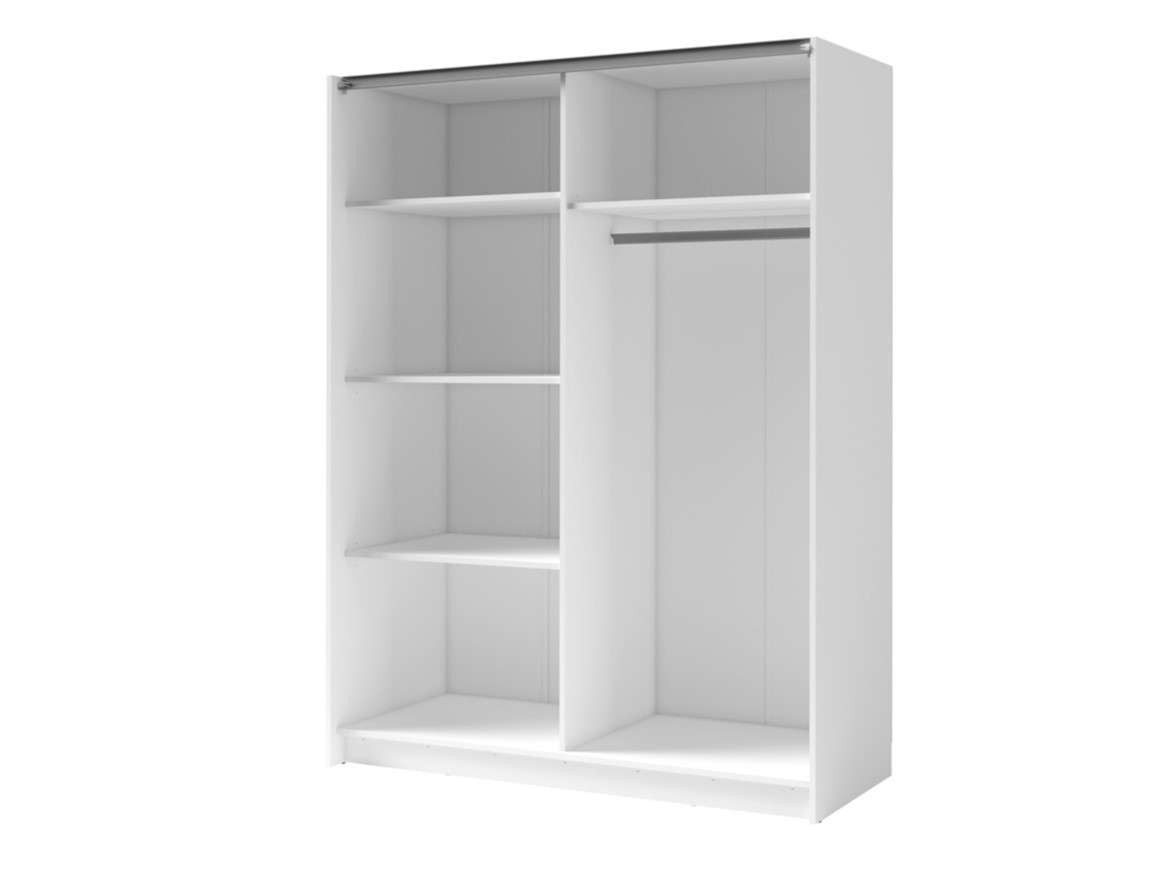 INOSIGN Kledingkast Camden met spiegel, 4 legplanken en kledingstang Garderobe met 2 schuifdeuren en lamellen, BxHxD 150,5x198,5x61,6 cm