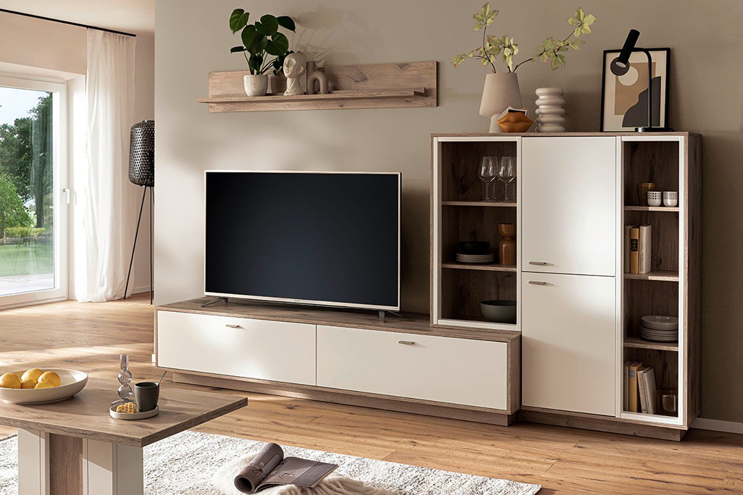 MCA furniture Wandmeubel SANTERNO Woonkamer set (3-delig), deuren & lades gedempt, breedte 287 cm (complete set, 3-delig)