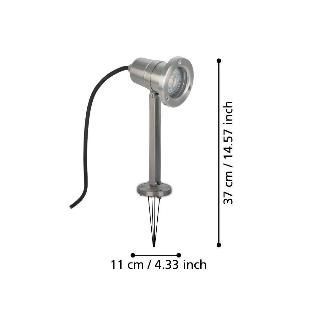 EGLO Ledpaallamp NEMA grondpen, schijnwerper, buitenverlichting, zilver, GU10, IP54