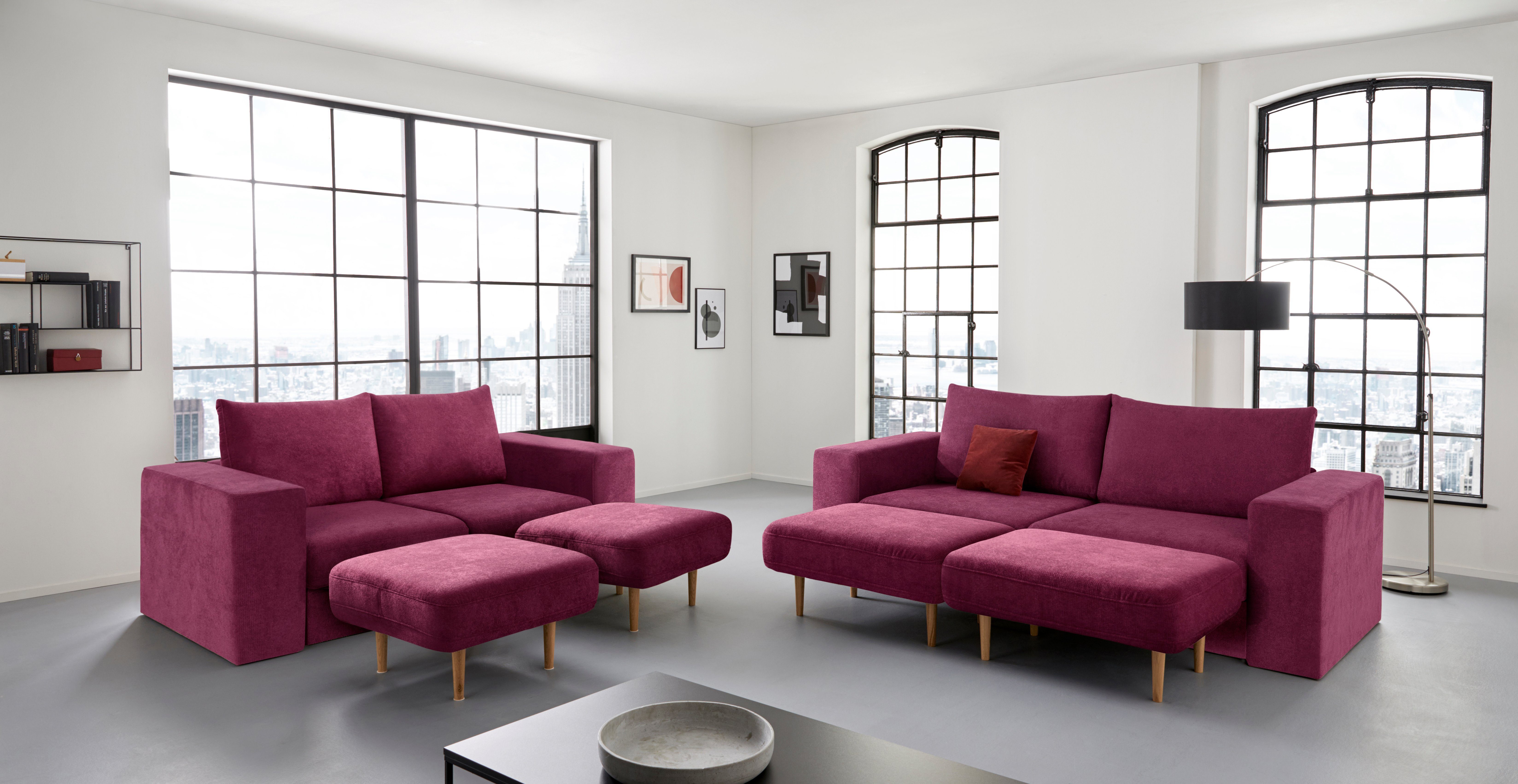 LOOKS BY WOLFGANG JOOP 2,5-zitsbank Looksv Aan te passen bank: de bank wordt bank met 2 hockers