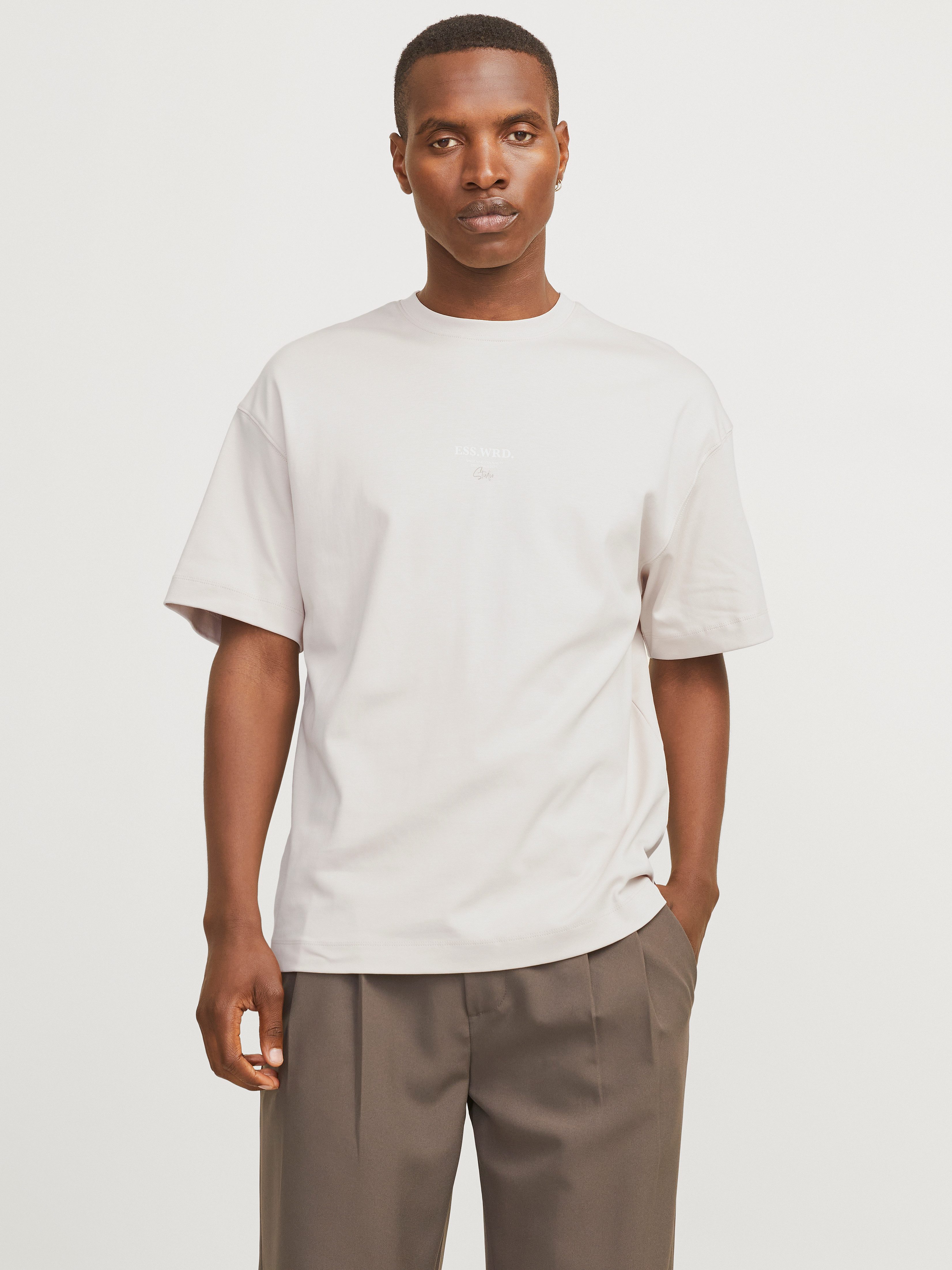 Jack & Jones Shirt met ronde hals JJEURBAN EDGE STUDIO TEE SS O-NECK NOOS heren ronde hals maat XS grijs