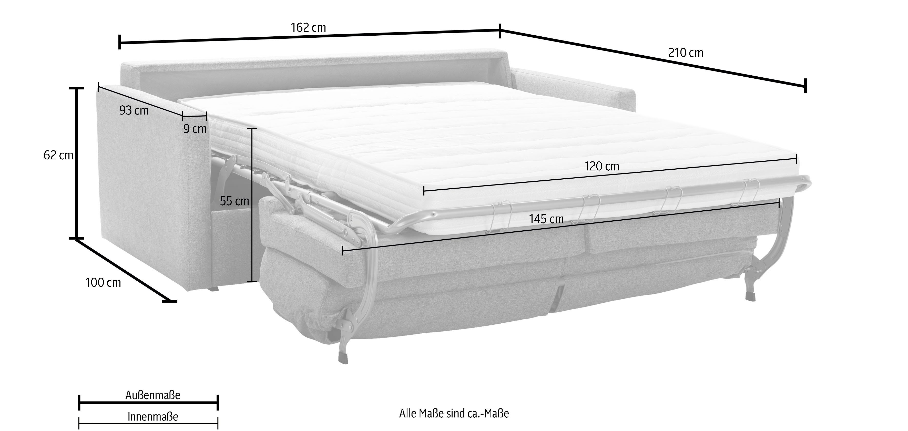 Places of Style Slaapbank Goldpoint 162 cm, slaapbank, ligoppervlak 120/200 cm,