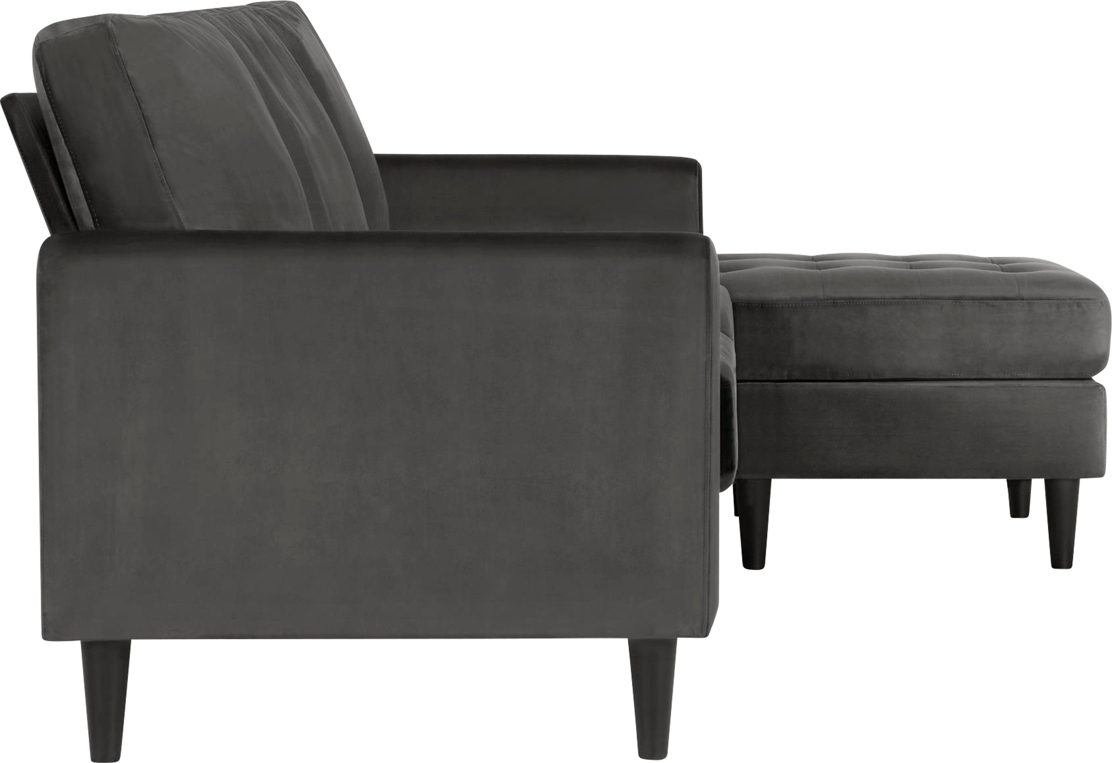 CosmoLiving by Cosmopolitan Hoekbank Strummer, L-vorm van veloursstof, ottomane aan beide kanten te monteren, zithoogte 46 cm (1 stuk)