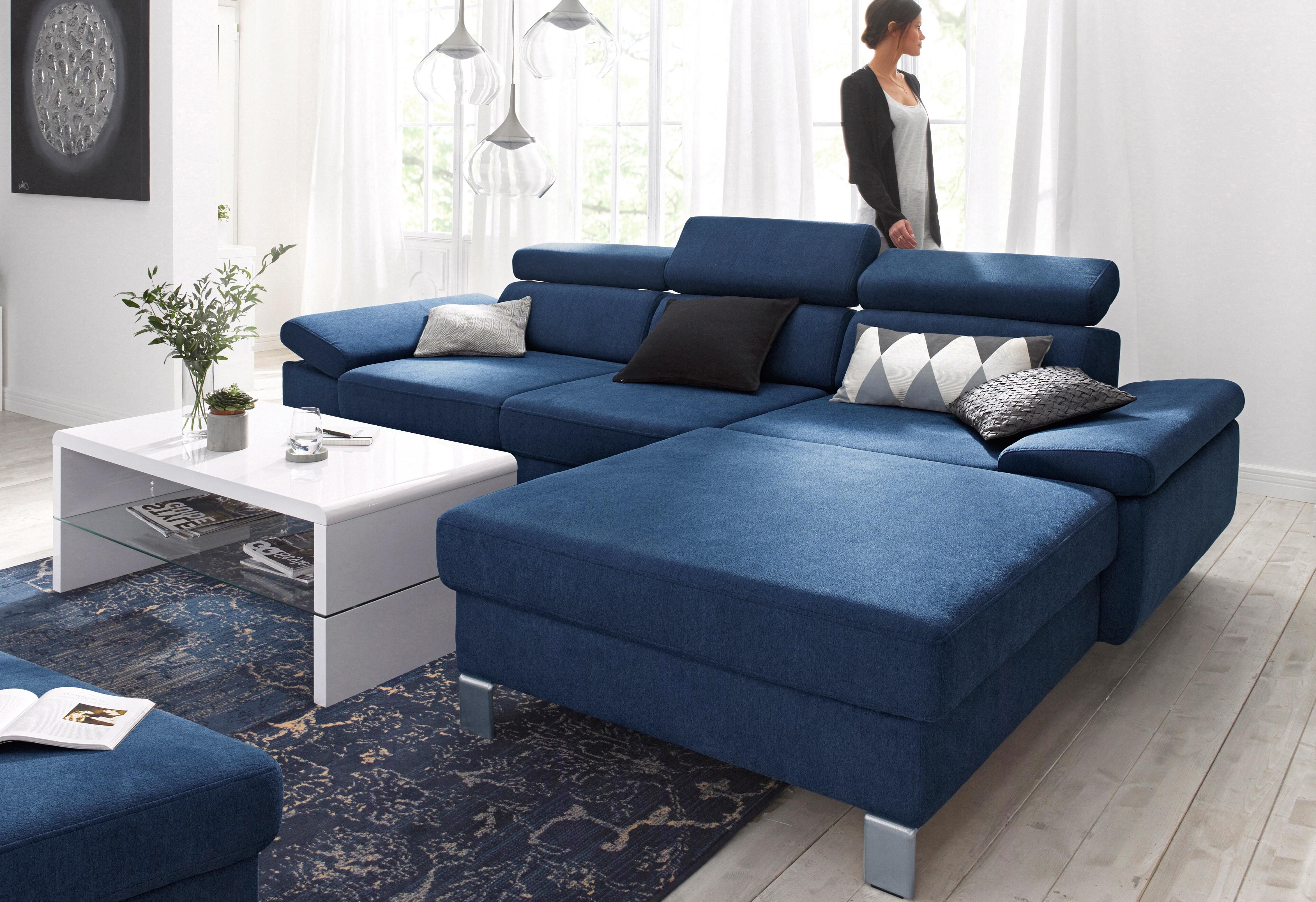 exxpo - sofa fashion Hoekbank met verstelbare hoofdsteun en verstelbare rugleuning, naar keuze met slaapfunctie en bedkist