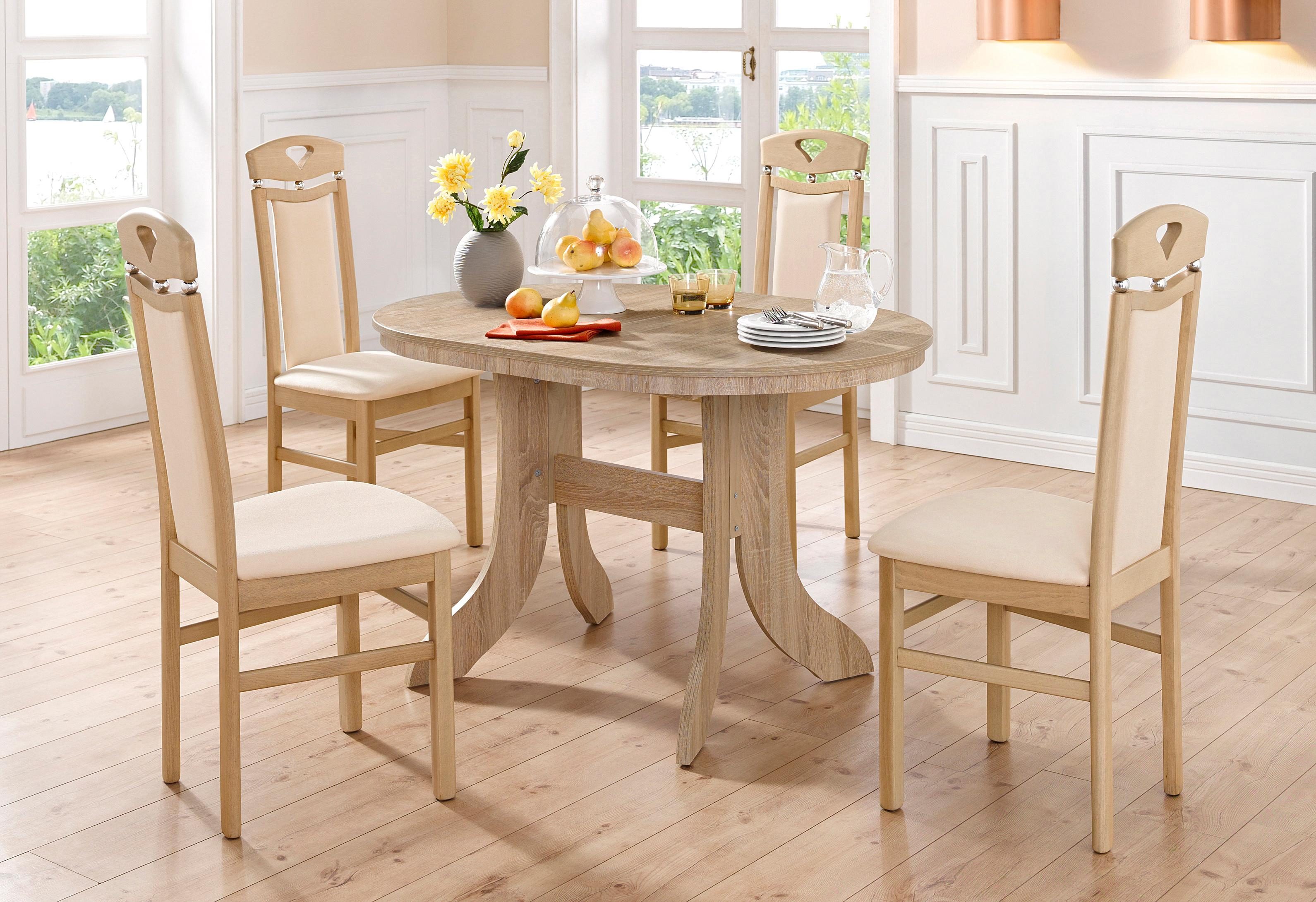 Home affaire Eetkamerstoel Berta keukenstoel Bekleding van microvezel, frame van massief beukenhout (set, 2 stuks)