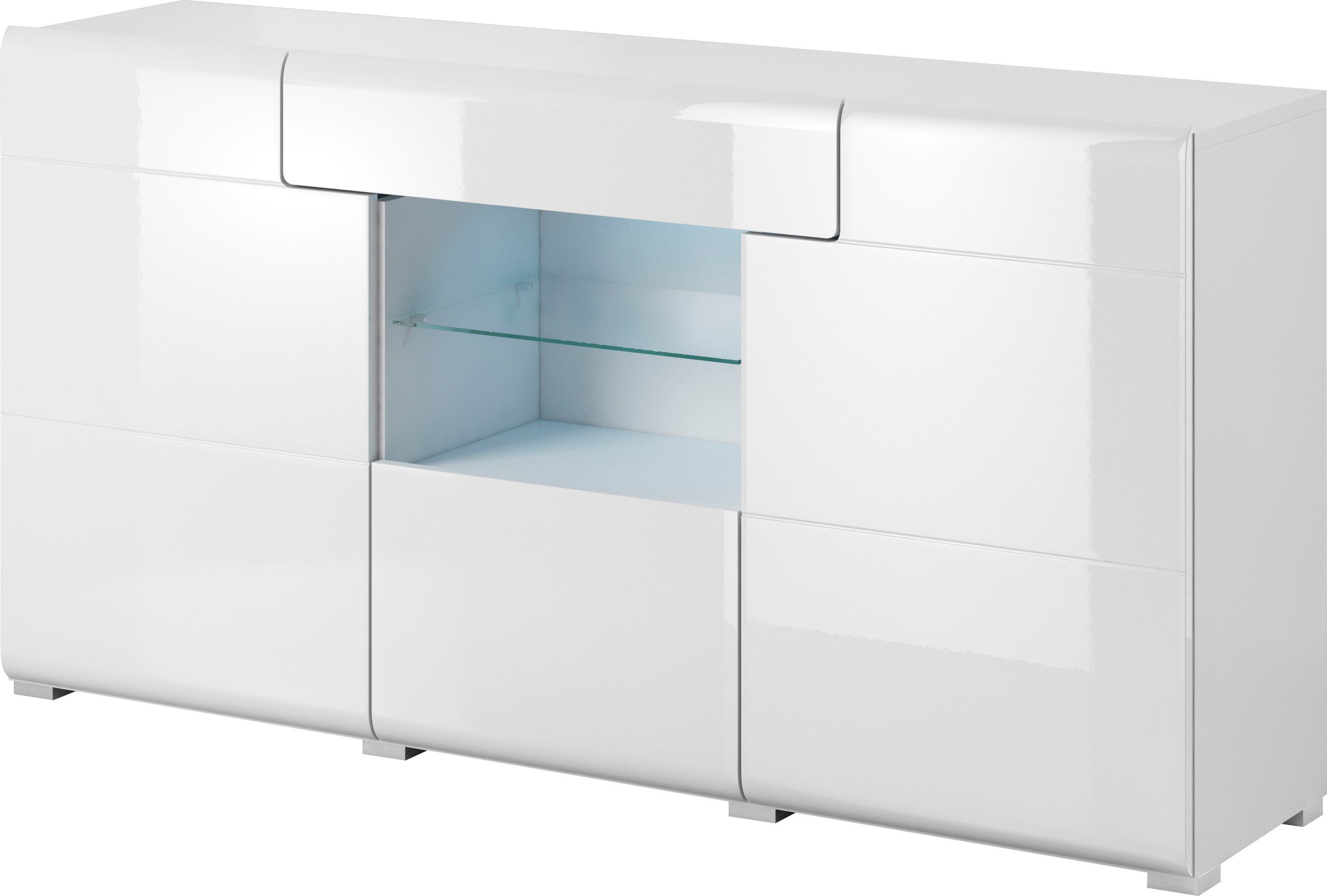 INOSIGN Dressoir Toledo, breedte 159 cm, moderne sidetable met decoratief freeswerk, greeploos