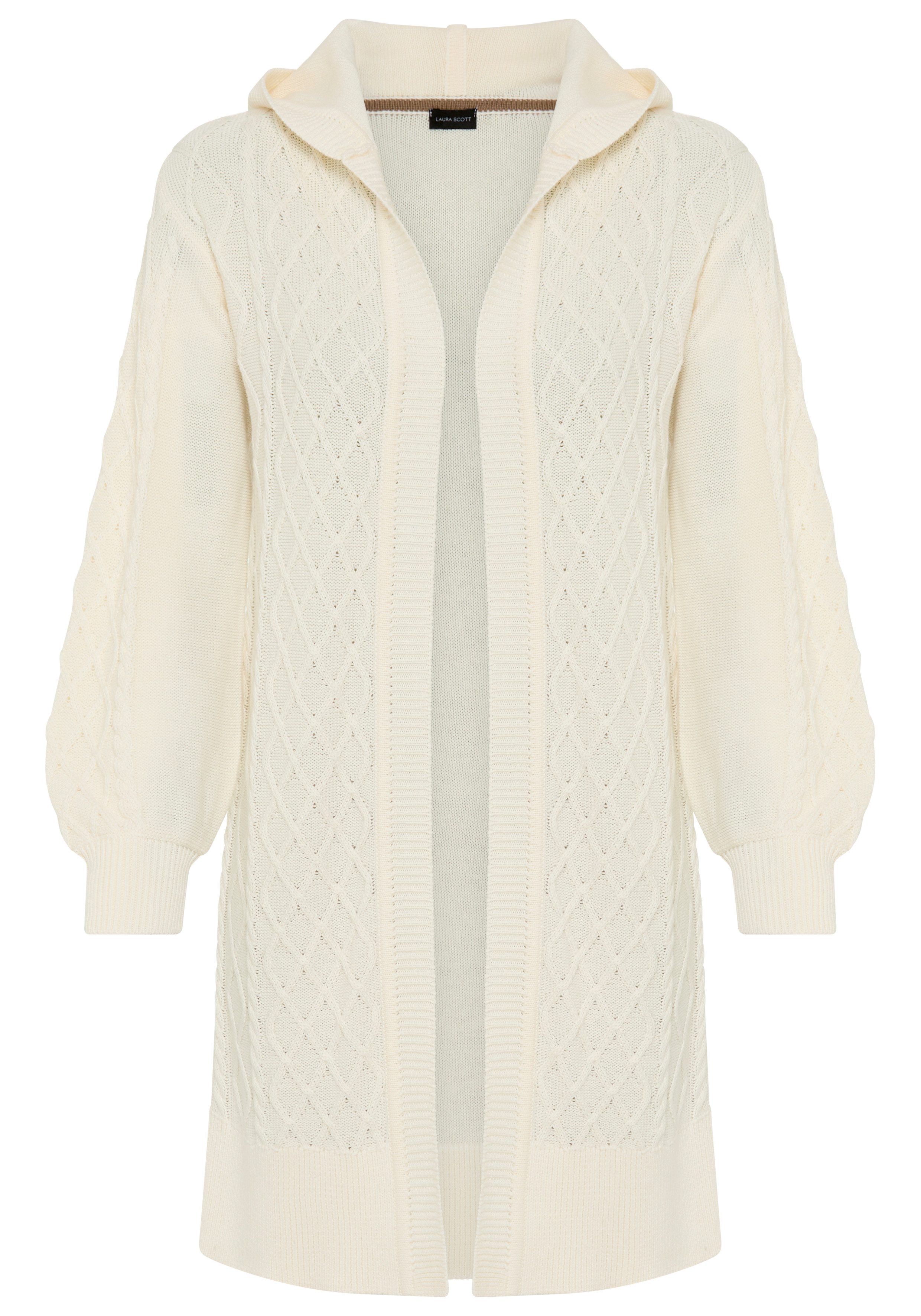 Laura Scott Lang vest Overgangsbreisel met capuchon en kabelbreisel - NIEUWE COLLECTIE