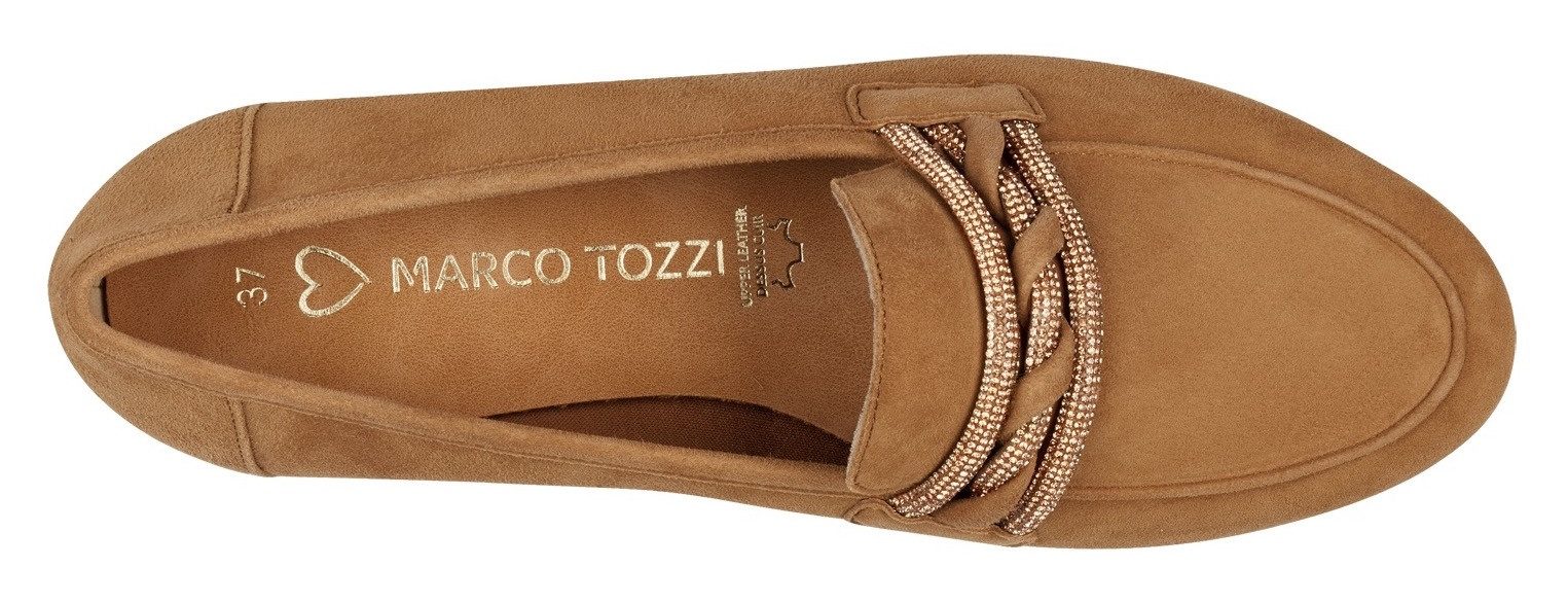 Marco Tozzi Instappers , blokhak, loafer, business schoen, instapschoen met sierband