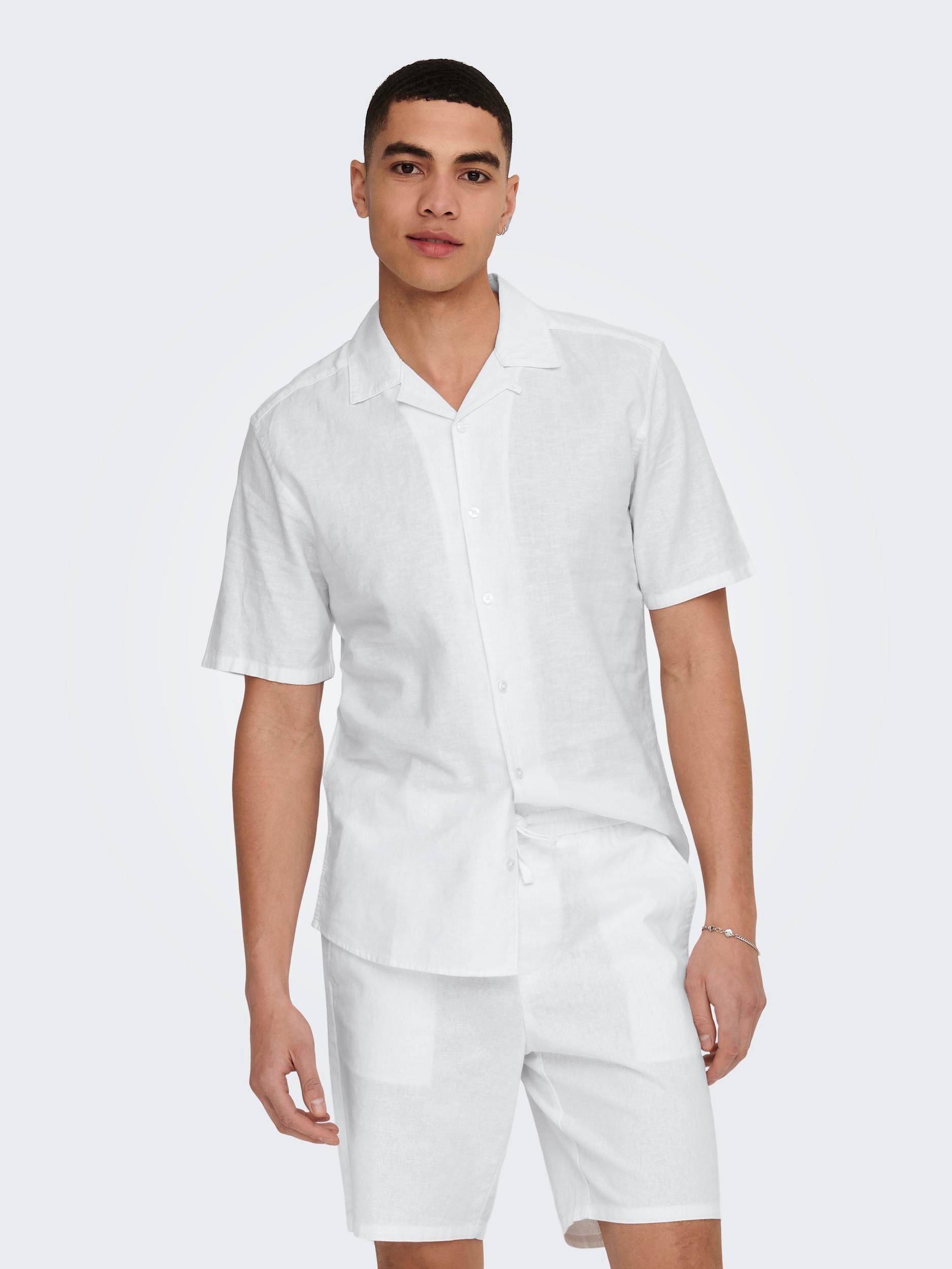 ONLY & SONS Overhemd met korte mouwen ONSCAIDEN SS SOLID RESORT LINEN NOOS