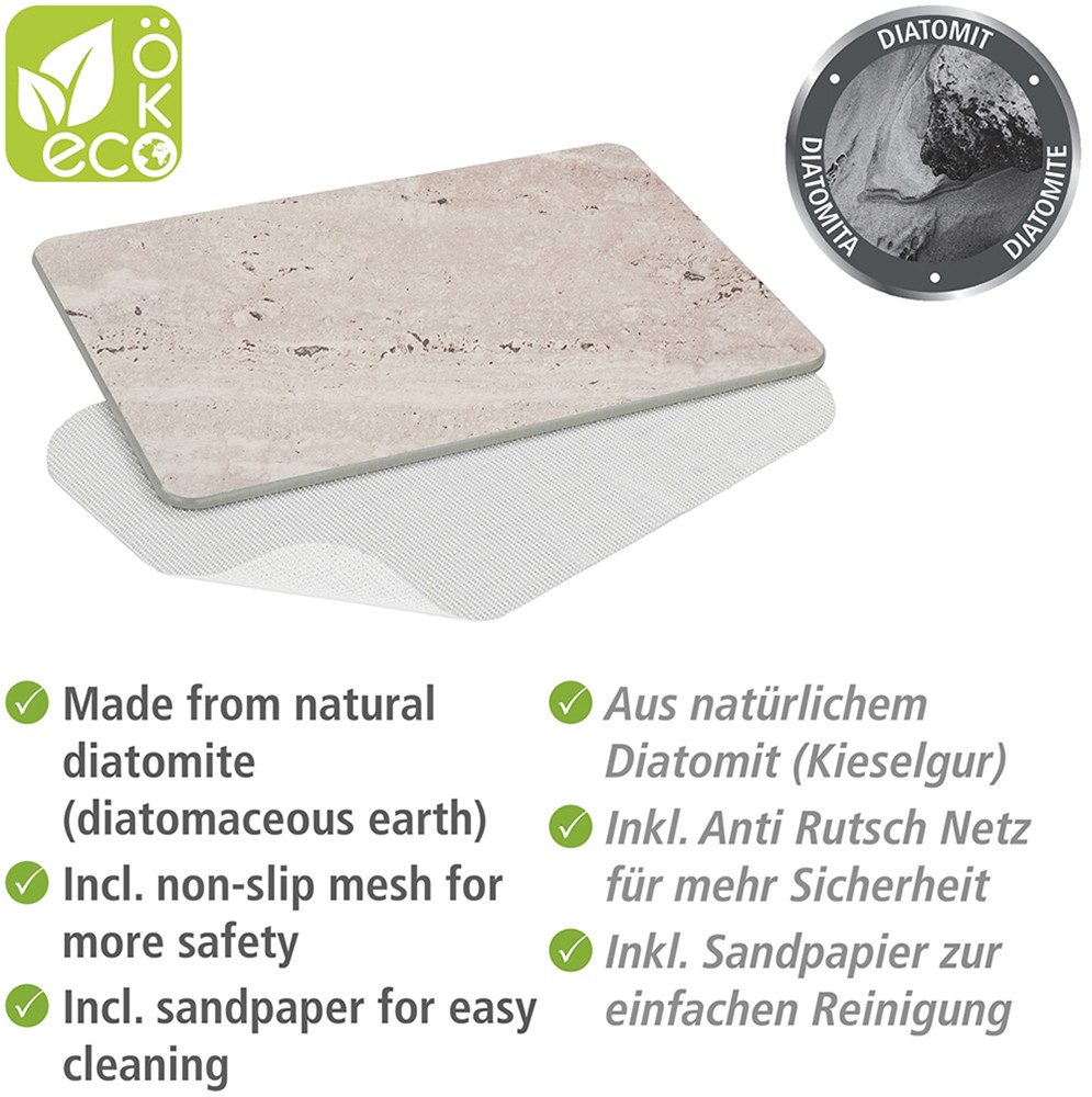 WENKO Badmat Model Puna antislip, sterk waterabsorberend, van kiezelgur (1 stuk)