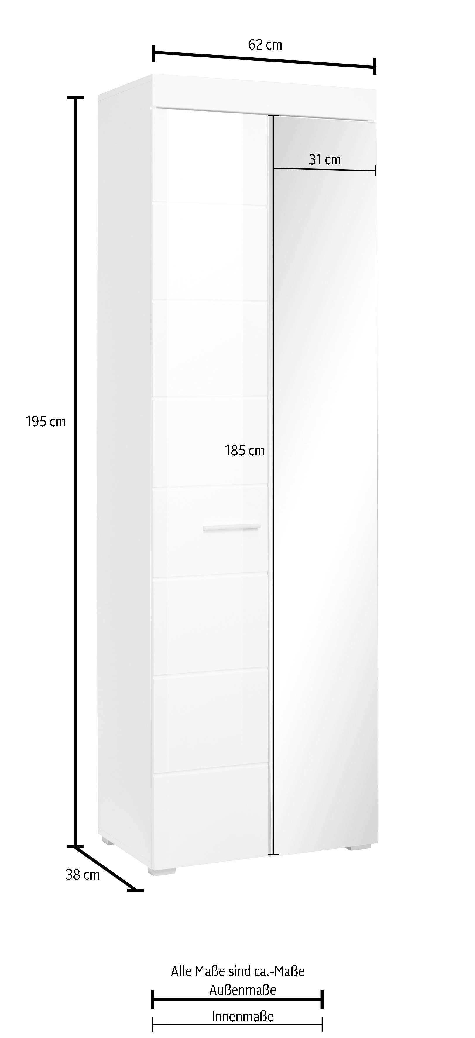 INOSIGN Kledingkast Avena Garderobekast met spiegeldeur - (B/D/H) 80/12/72 cm