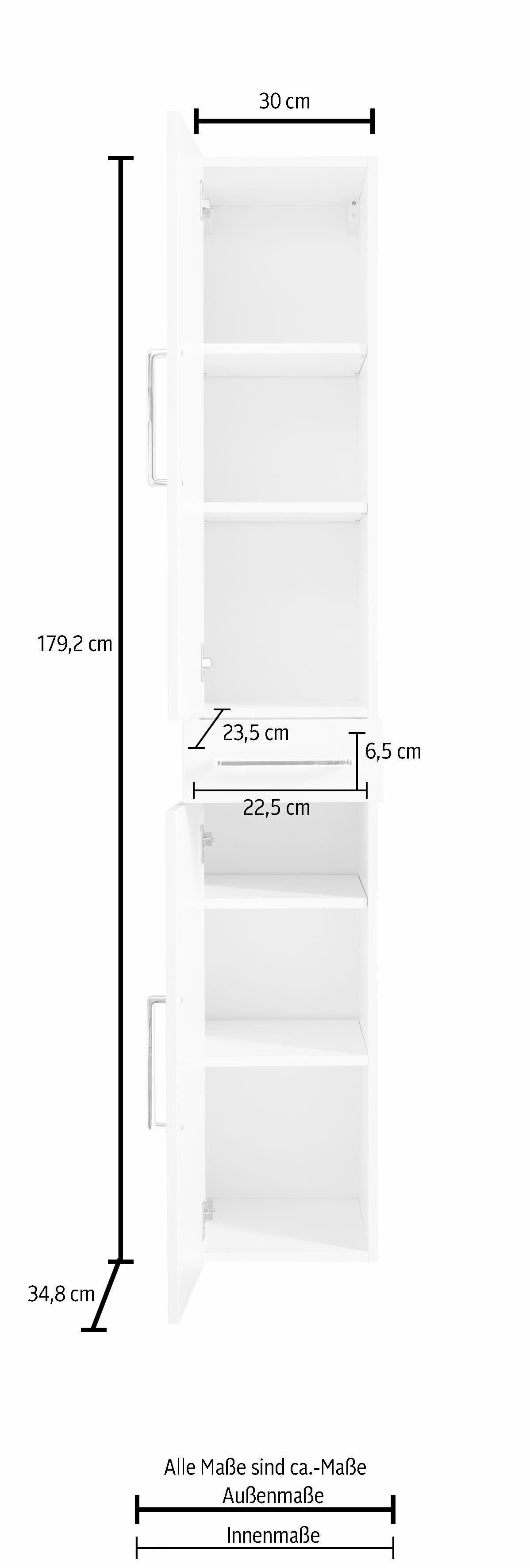 OPTIFIT Hoge kast Napoli 2 deuren, 1 lade, soft-closefunctie, breedte 30 cm