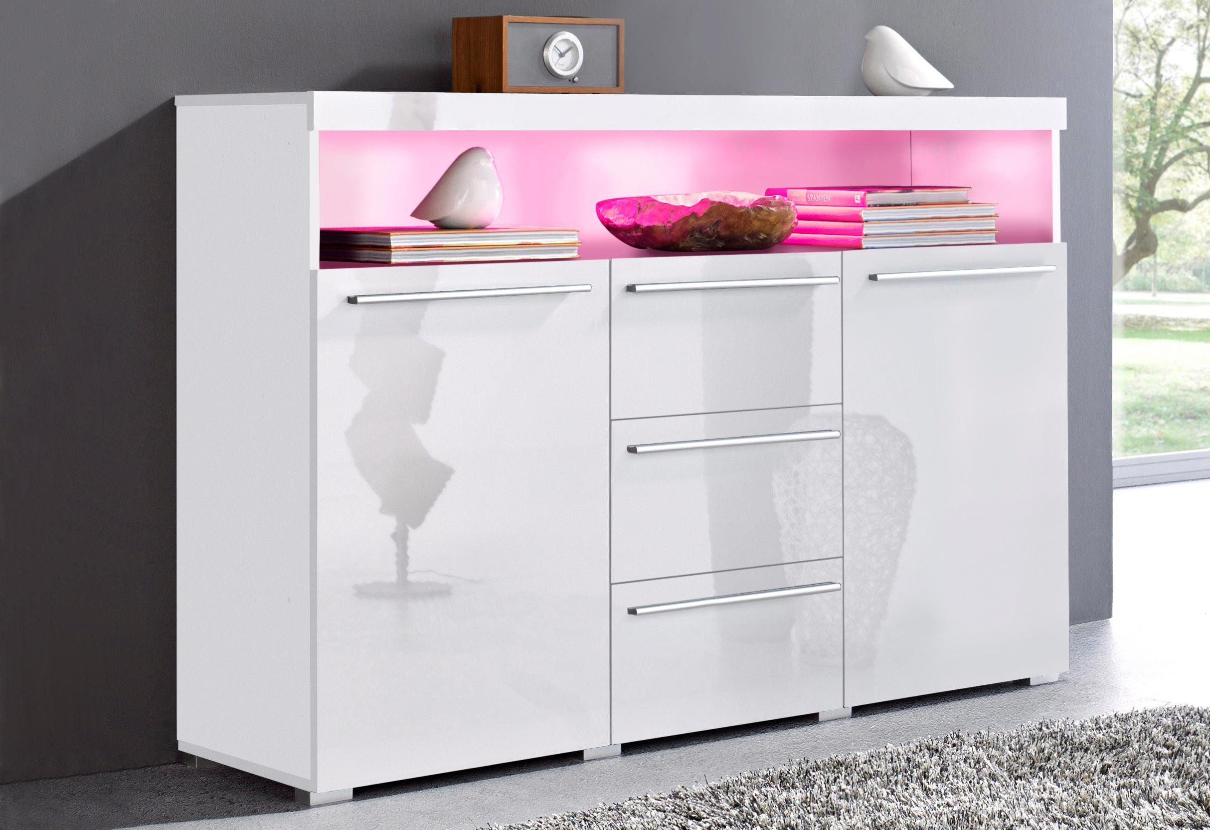 INOSIGN Dressoir India, breedte 132cm, stijlvolle dressoir met 2 deuren, 3 lades