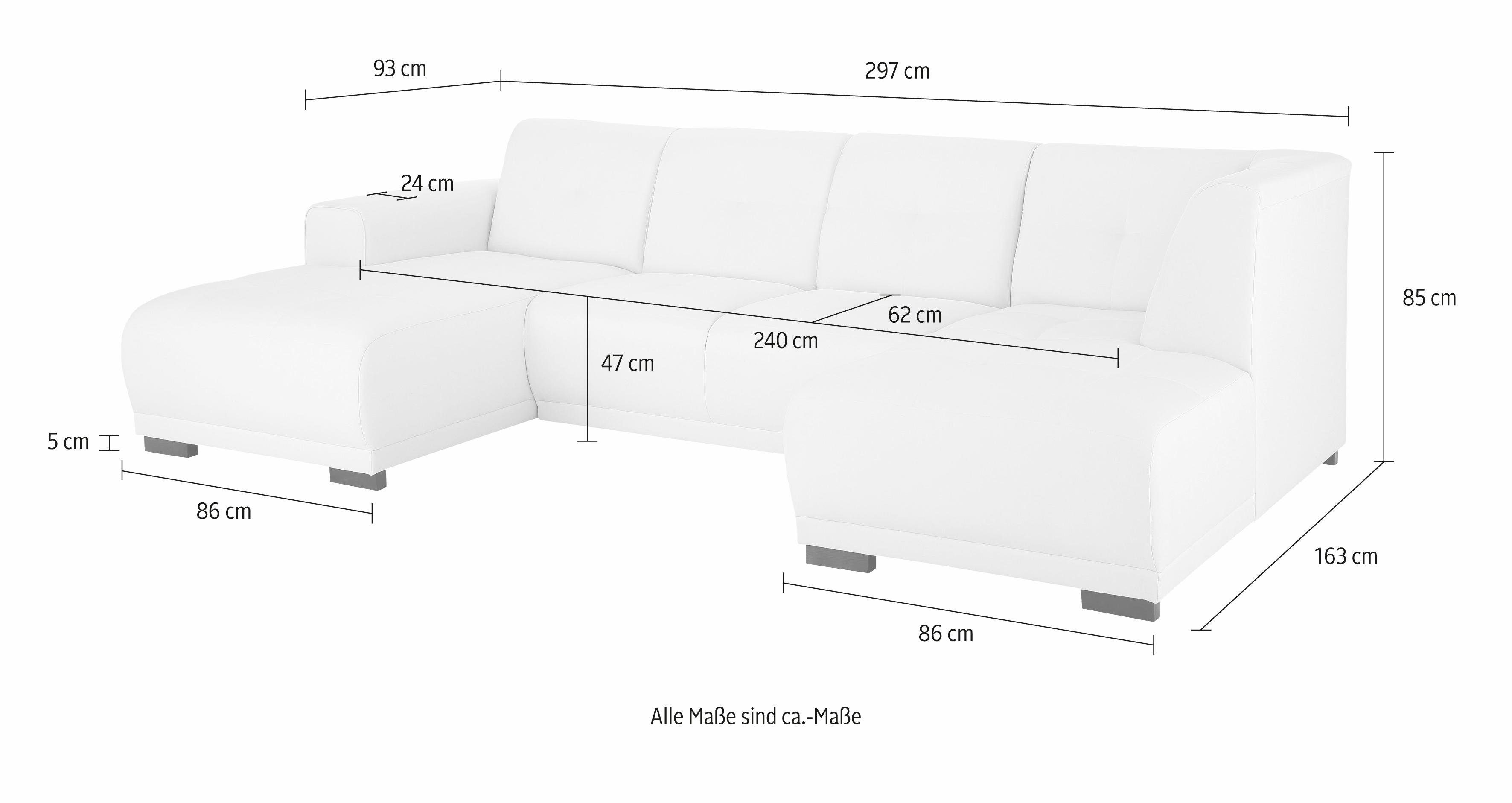 Home affaire Zithoek Langeland U-vorm incl. 2 sierkussens, recamiere naar keuze links of rechts te plaatsen