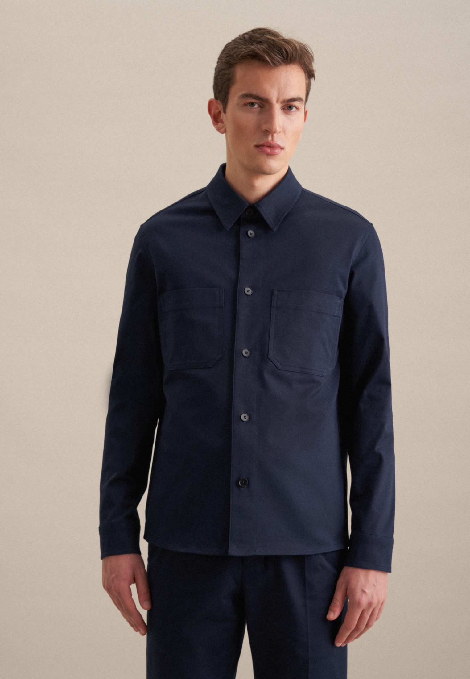 seidensticker Overhemd met lange mouwen Regular Lange mouwen kraag uni heren overhemden maat 3XL (48( blauw