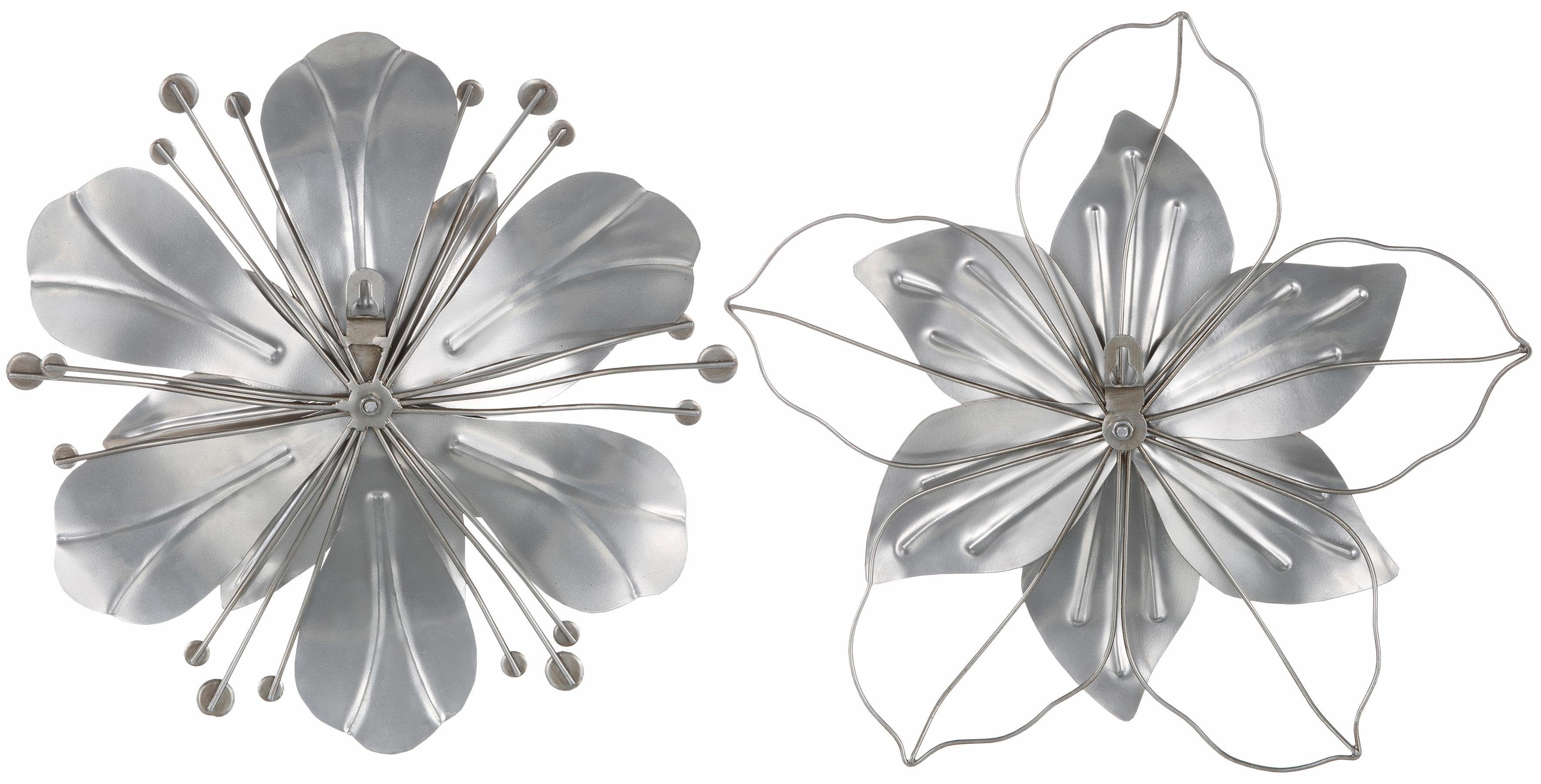 Home affaire Sierobject voor aan de wand Bloem Wanddecoratie, van metaal, met parelmoergarnering