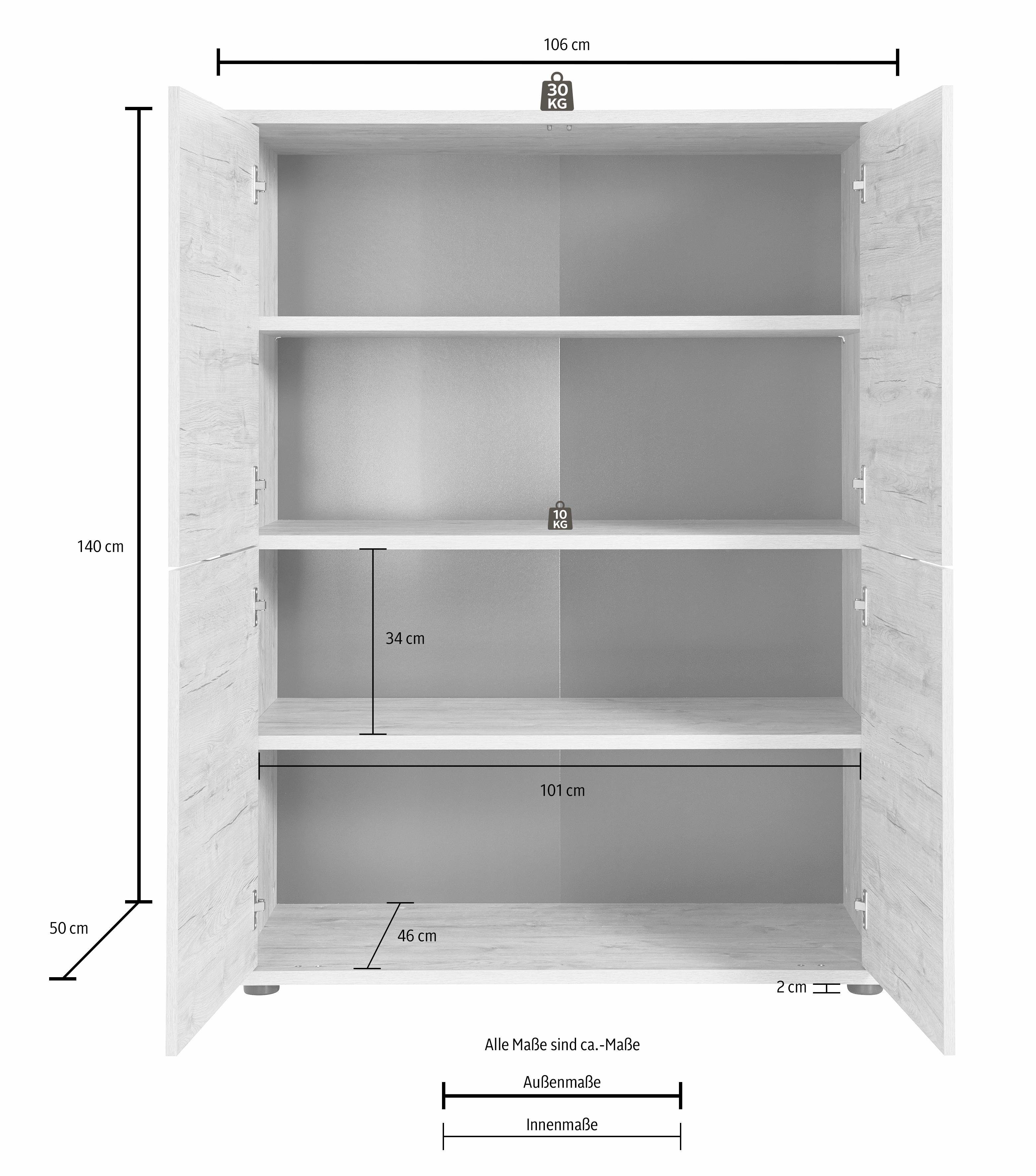 INOSIGN Highboard Palma Breedte 106 cm