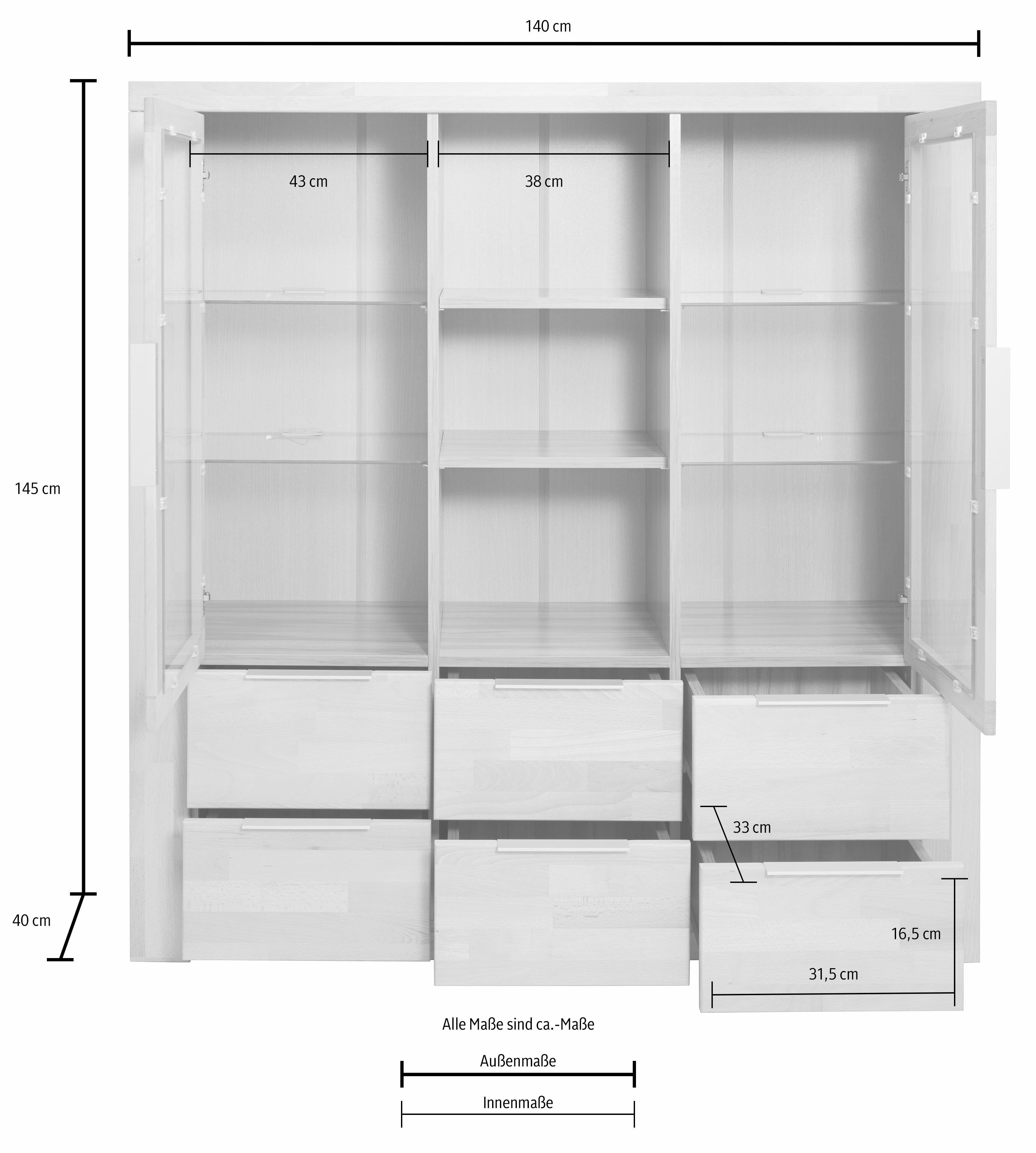 Home affaire Highboard Zara Breedte 140 cm