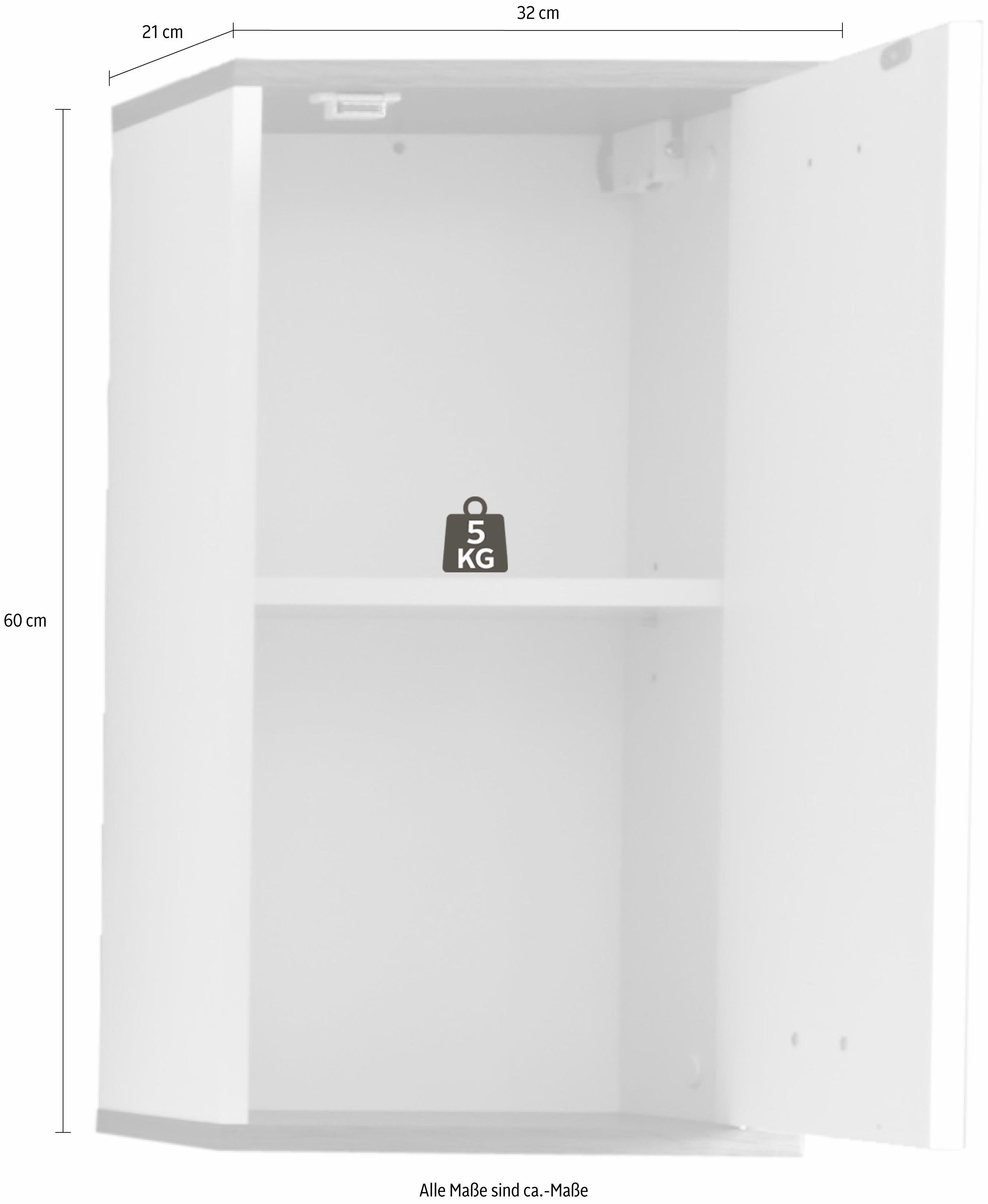 welltime Hangend kastje Sanremo Badkamerkast met 2 vakken in wit/rookzilverkleur - (B/D/H) 32/21/60 cm