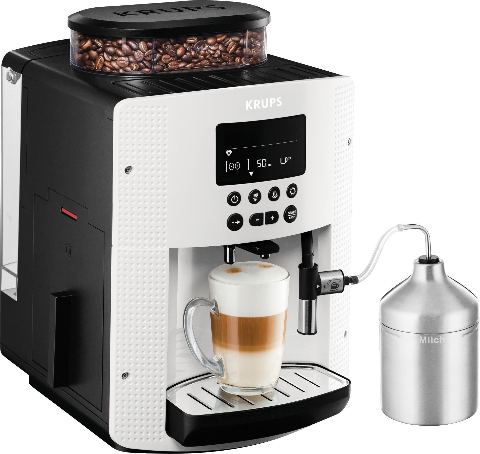 Otto - Krups Krups volautomatisch koffiezetapparaat EA8161, auto-cappuccinosysteem, wit, LCD-scherm