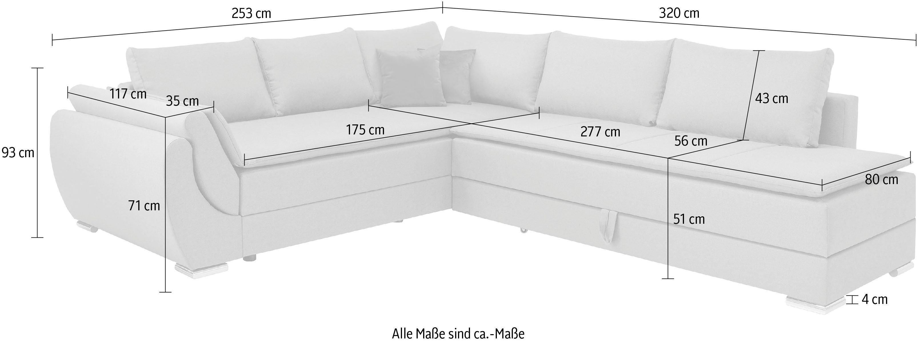 INOSIGN Hoekbank Göteborg met boxspring-slaapfunctie en bedkist, bedfunctie, topmatras
