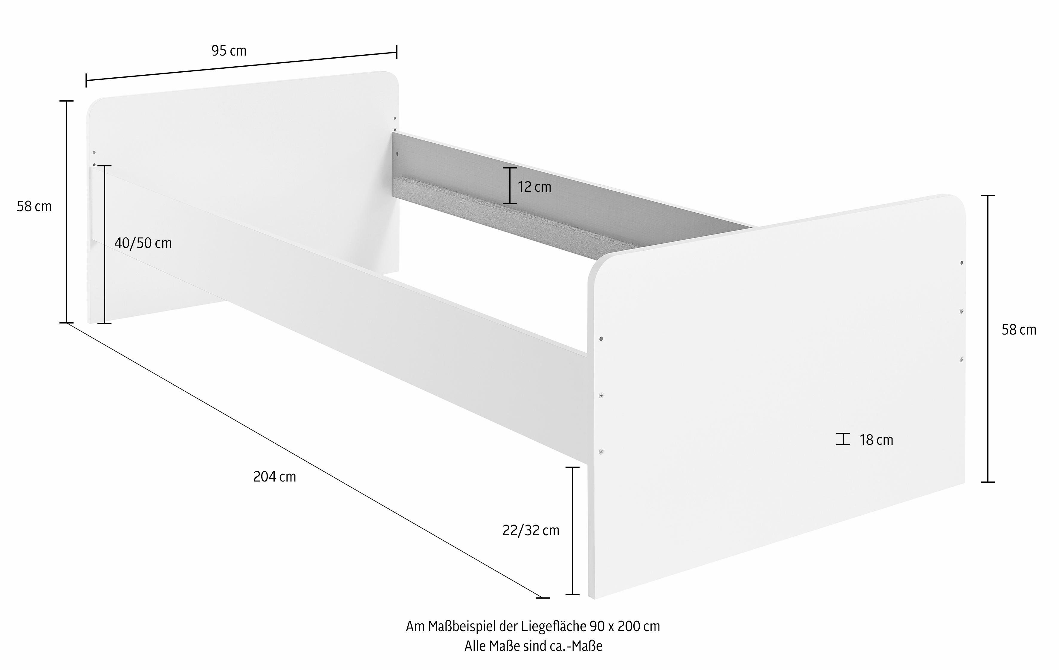 Wimex Bed Joker Ligoppervlak 90x200 cm, met hoogte verstelbare zijpanelen