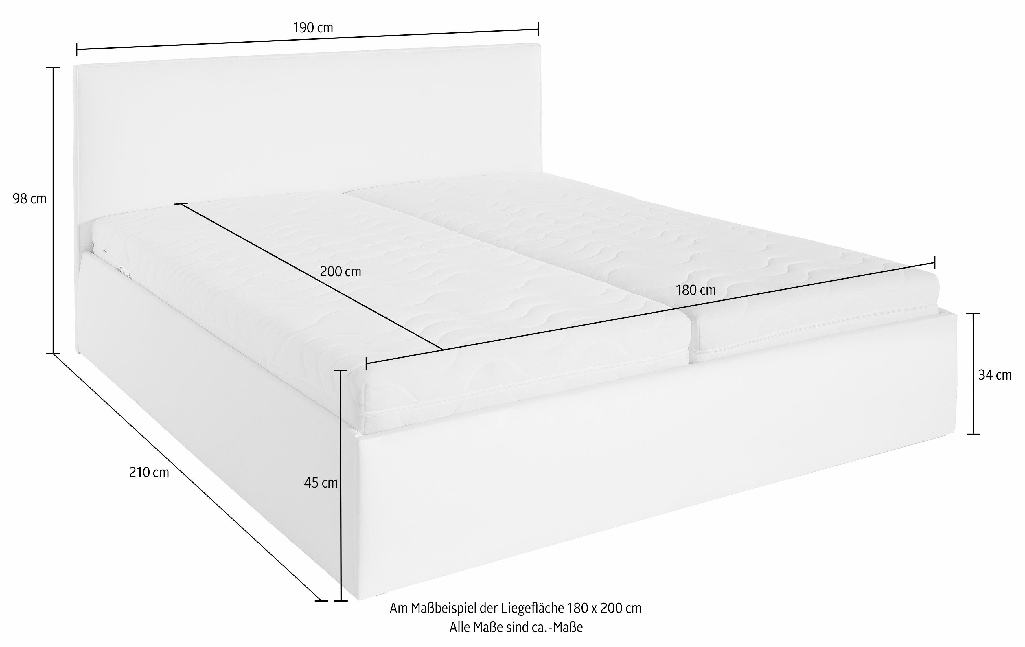 Westfalia Polsterbetten Gestoffeerd bed met bedkist bij uitvoering met matras