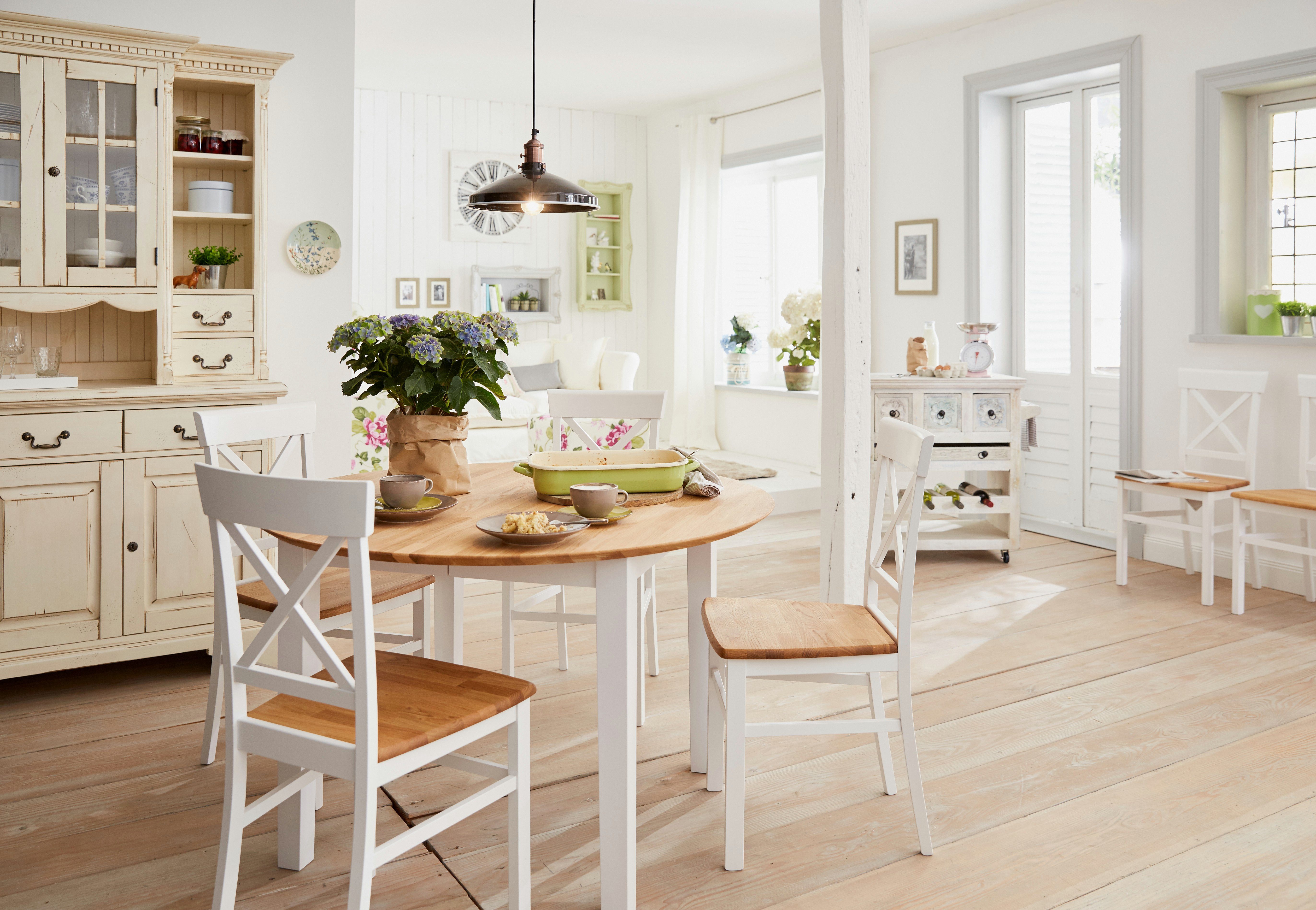 Home affaire Eettafel Time massief houten FSC tafel Diameter 120 cm, met uitschuiffunctie, keukentafel, bestseller