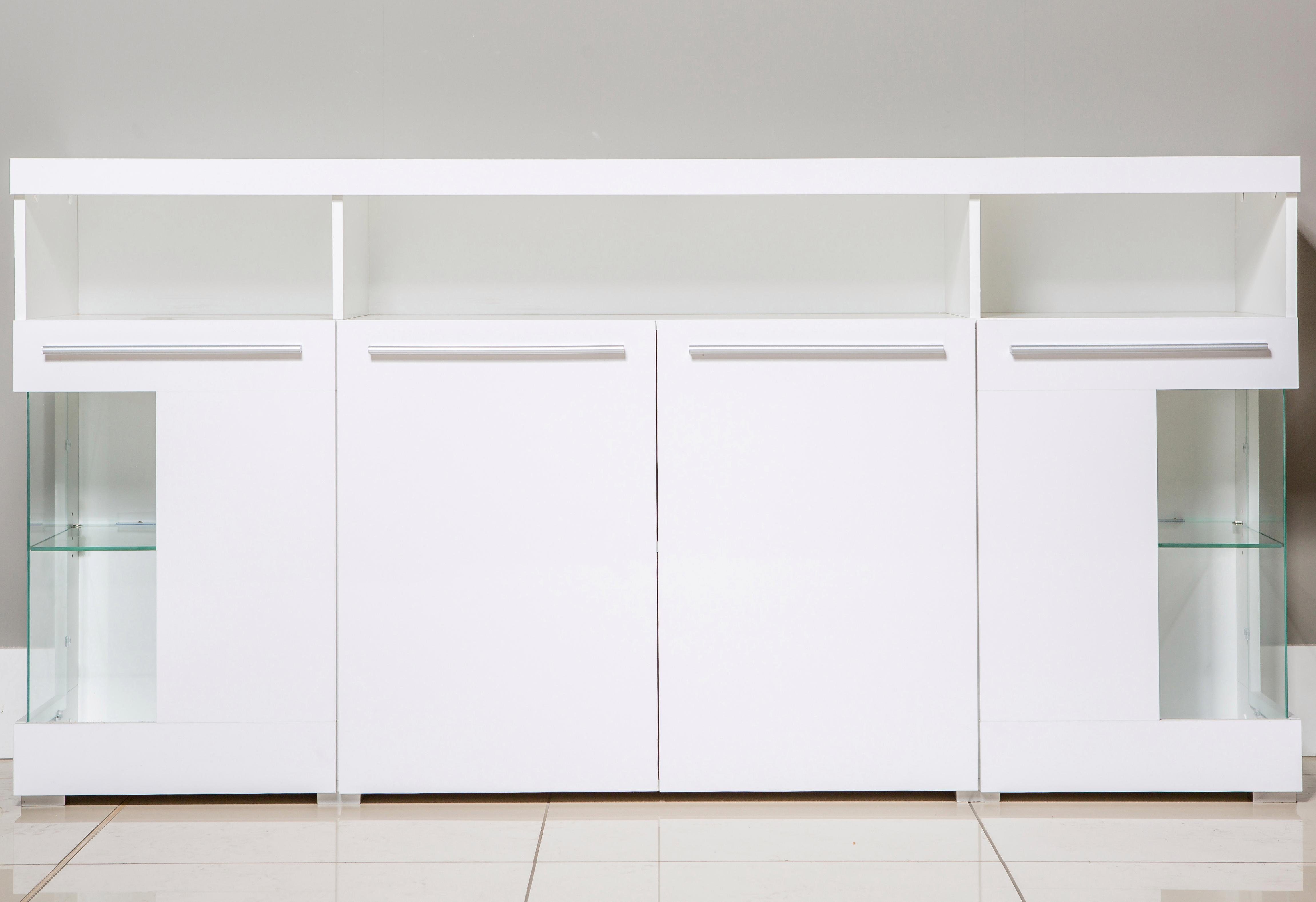 INOSIGN Dressoir India, breedte 182cm, stijlvolle kast met glazen deuren Kast met laden en deuren veel bergruimte, planken verstelbaar,zonder verlichting