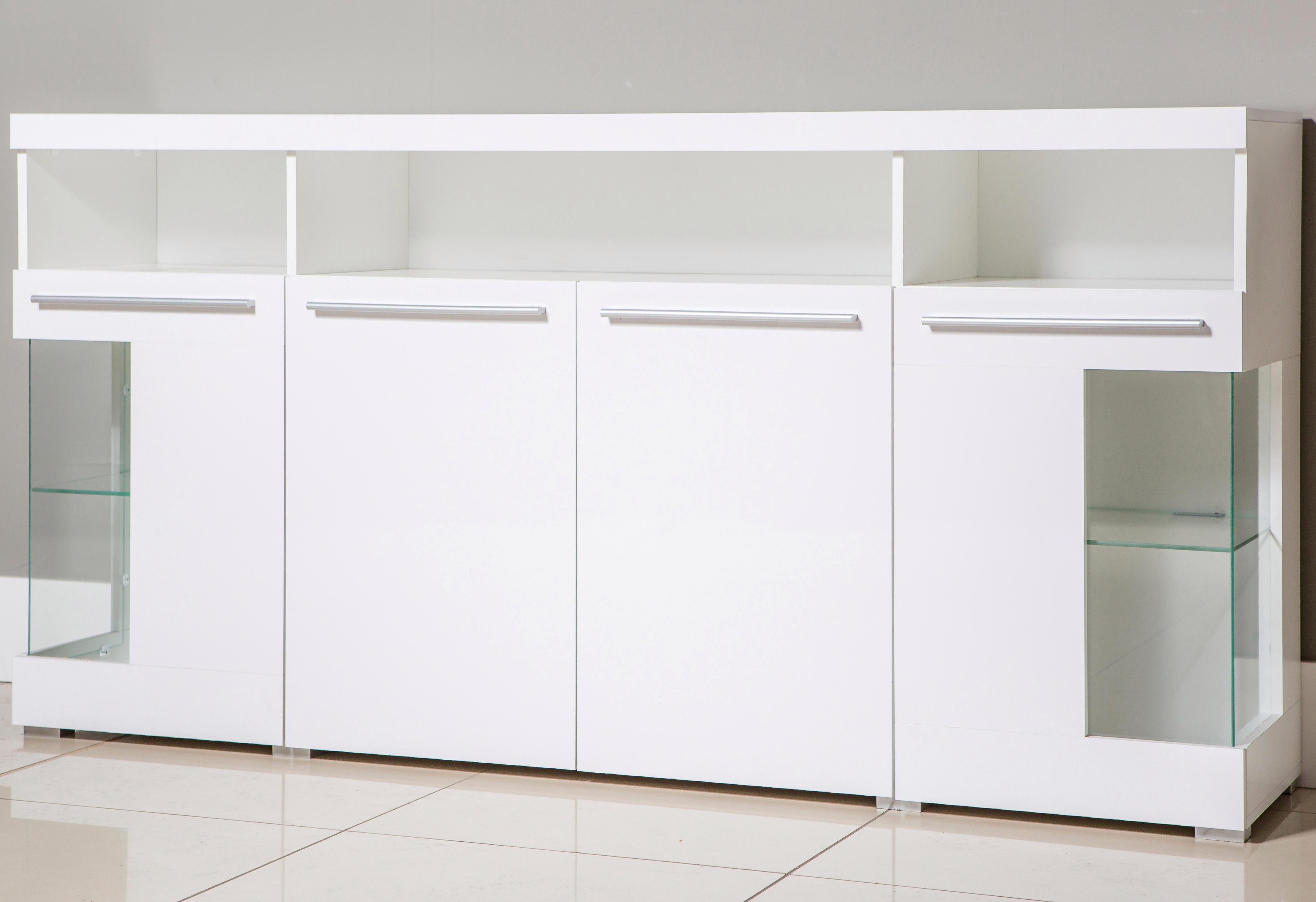 INOSIGN Dressoir India, breedte 182cm, stijlvolle kast met glazen deuren Kast met laden en deuren veel bergruimte, planken verstelbaar,zonder verlichting