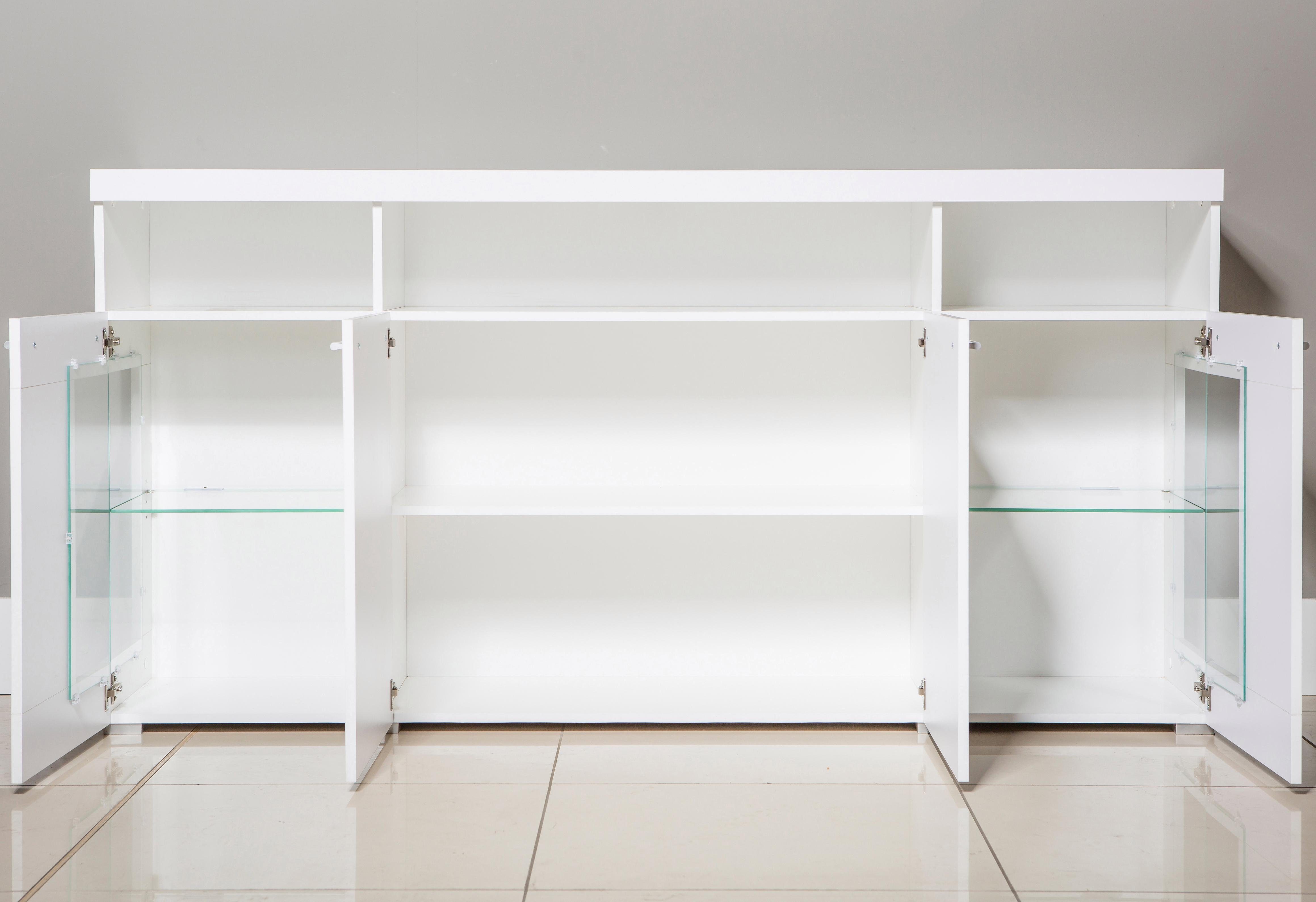INOSIGN Dressoir India, breedte 182cm, stijlvolle kast met glazen deuren Kast met laden en deuren veel bergruimte, planken verstelbaar,zonder verlichting