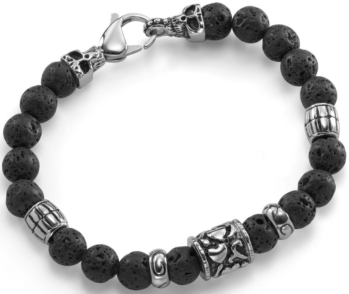 Firetti Armband Sieraad cadeau armbanden armketting lavasteen doodskop heren armbanden zwart