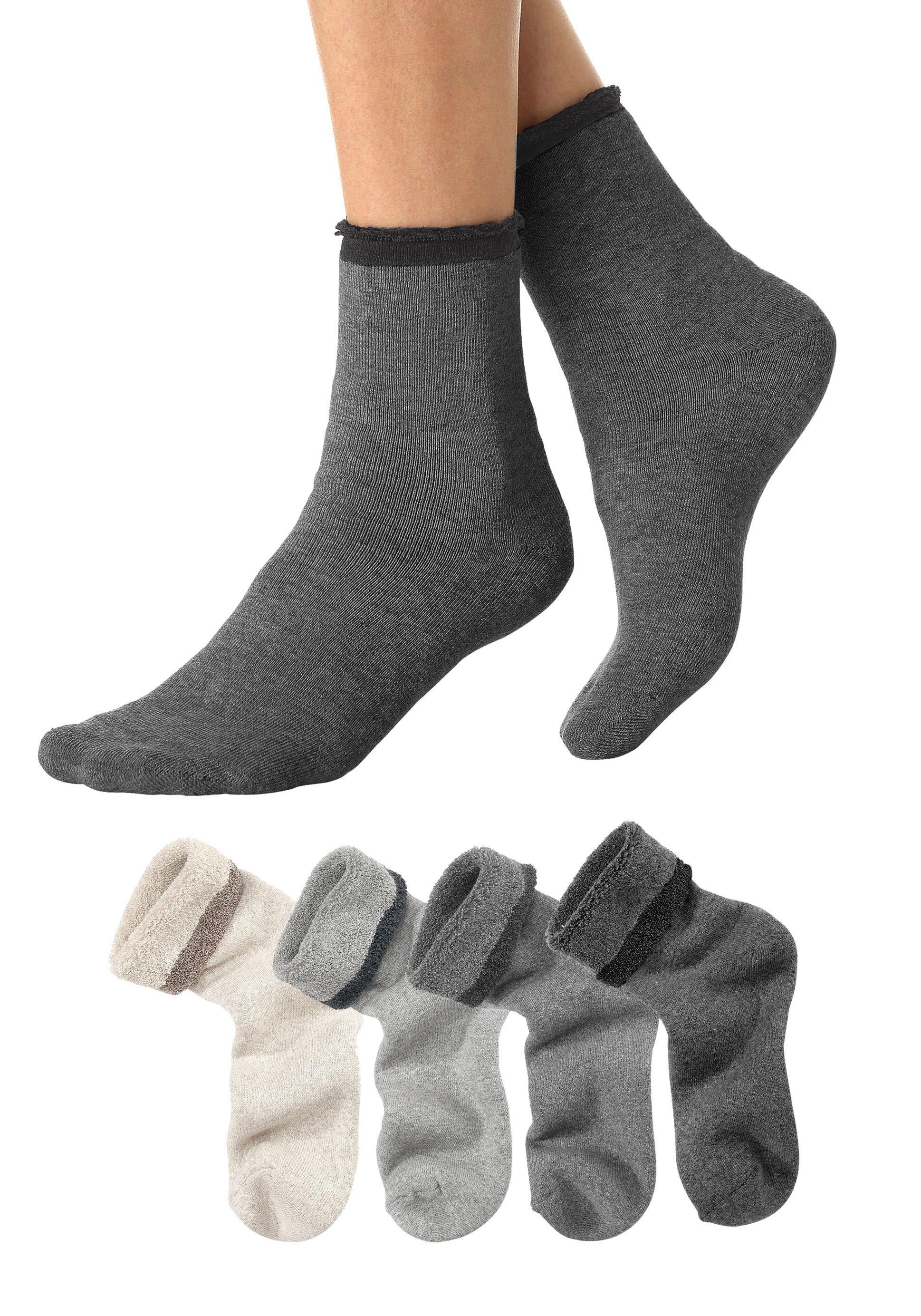Lavana Wellness-sokken met frottébinnenkant (set, 4 paar)