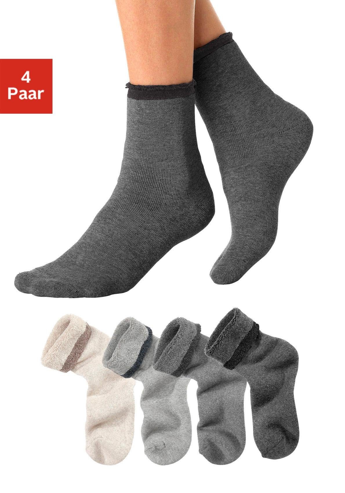 Lavana Wellness-sokken met frottébinnenkant (set, 4 paar) dames sokken maat 39-42 multicolor