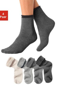 lavana wellness-sokken met frottébinnenkant (4 paar) multicolor