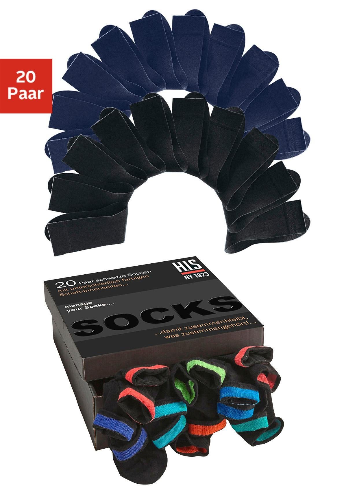 h.i.s sokken in praktische cadeauverpakking (box, 20 paar) multicolor