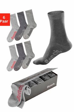 bench. sokken met verschillend gekleurde logo’s (box, 6 paar) grijs
