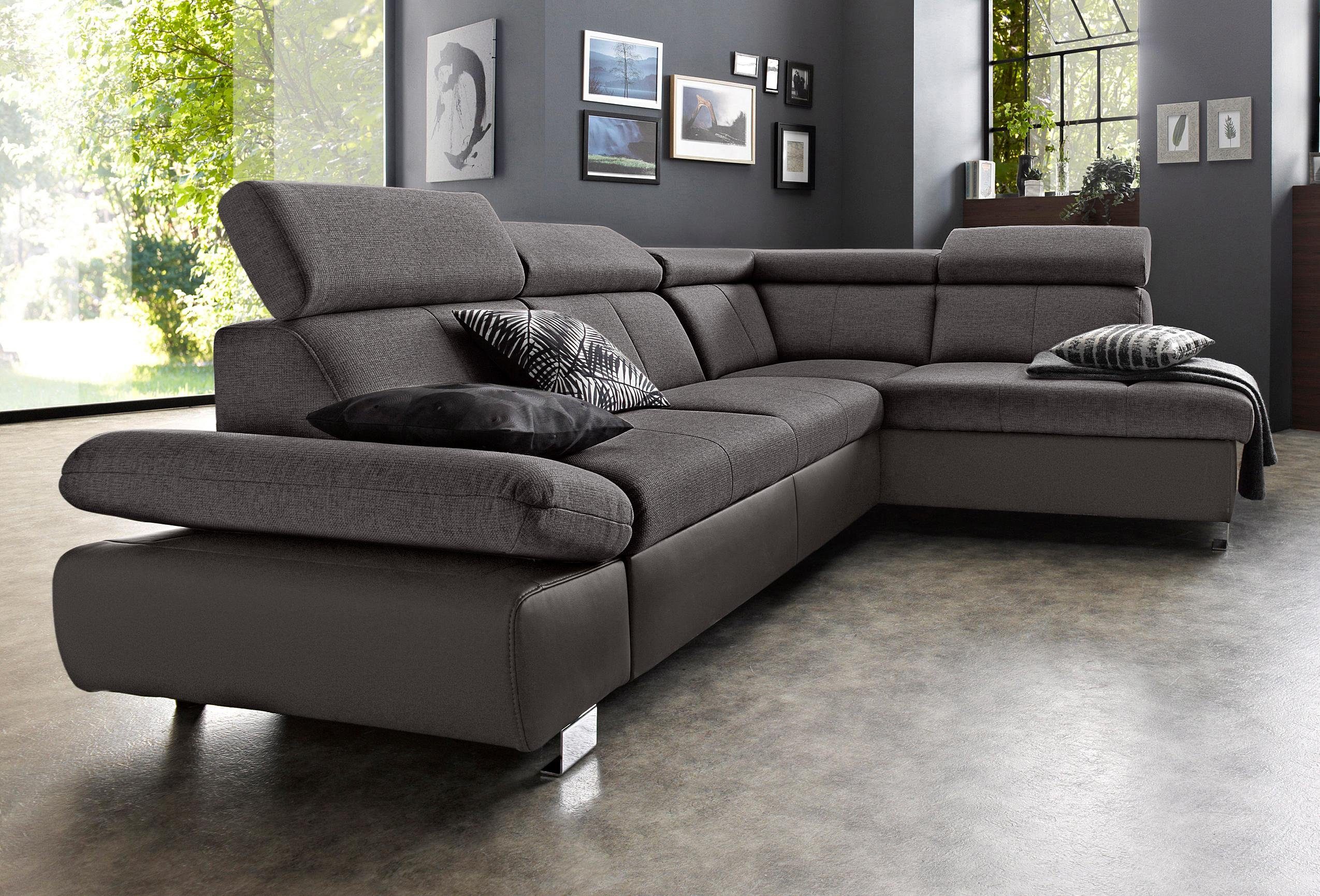 Exxpo - sofa fashion Hoekbank Happy, incl. hoofd- en armleuningverstelling, L-vorm