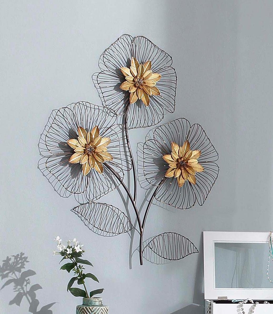 HOFMANN LIVING AND MORE Sierobject voor aan de wand Wanddecoratie bloemboeket Wanddecoratie, motief bloemen, van metaal