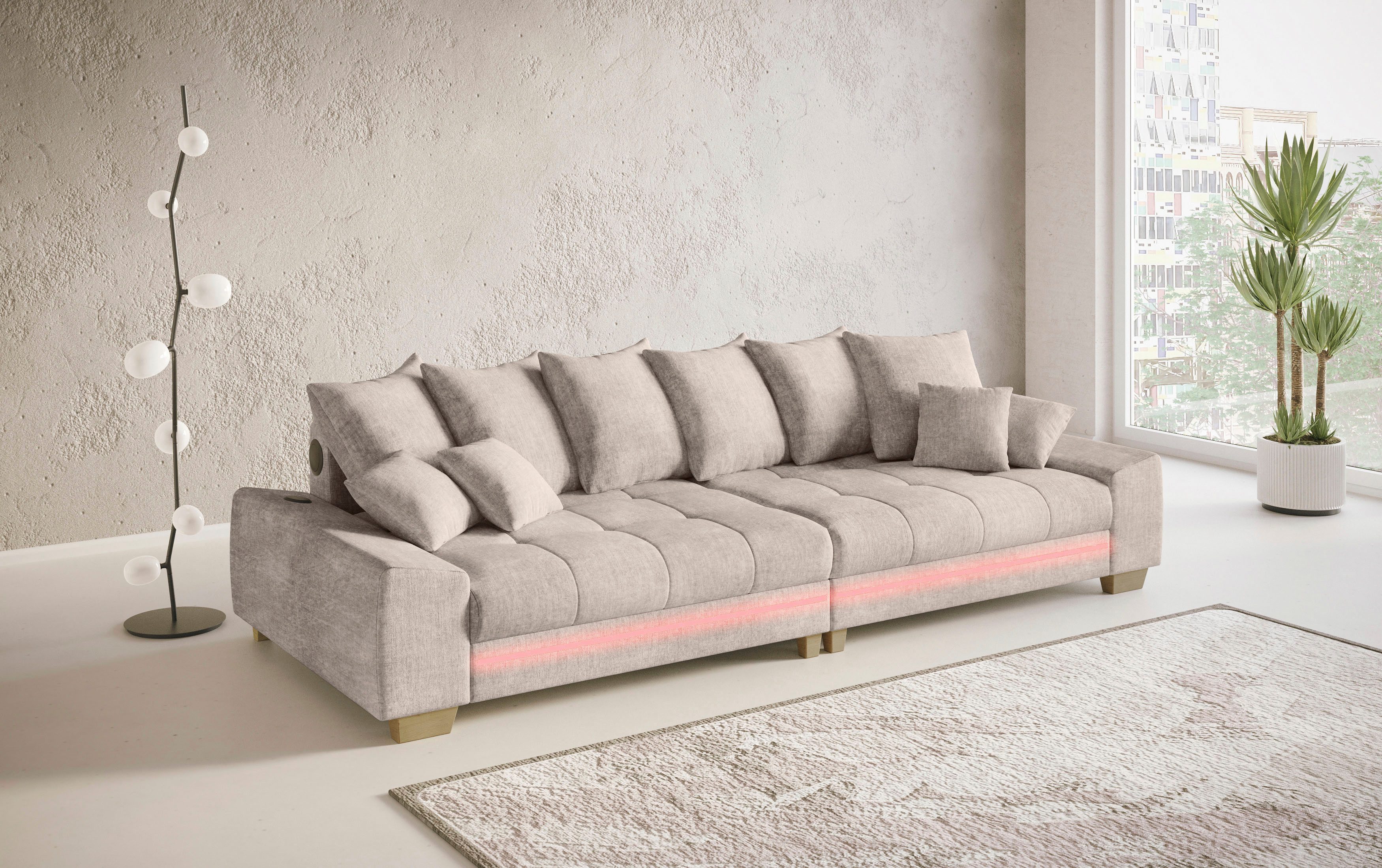 Mr. Couch Megabank Nikita II RGB-LED, Bluetooth-geluidssysteem, optioneel met koudschuim