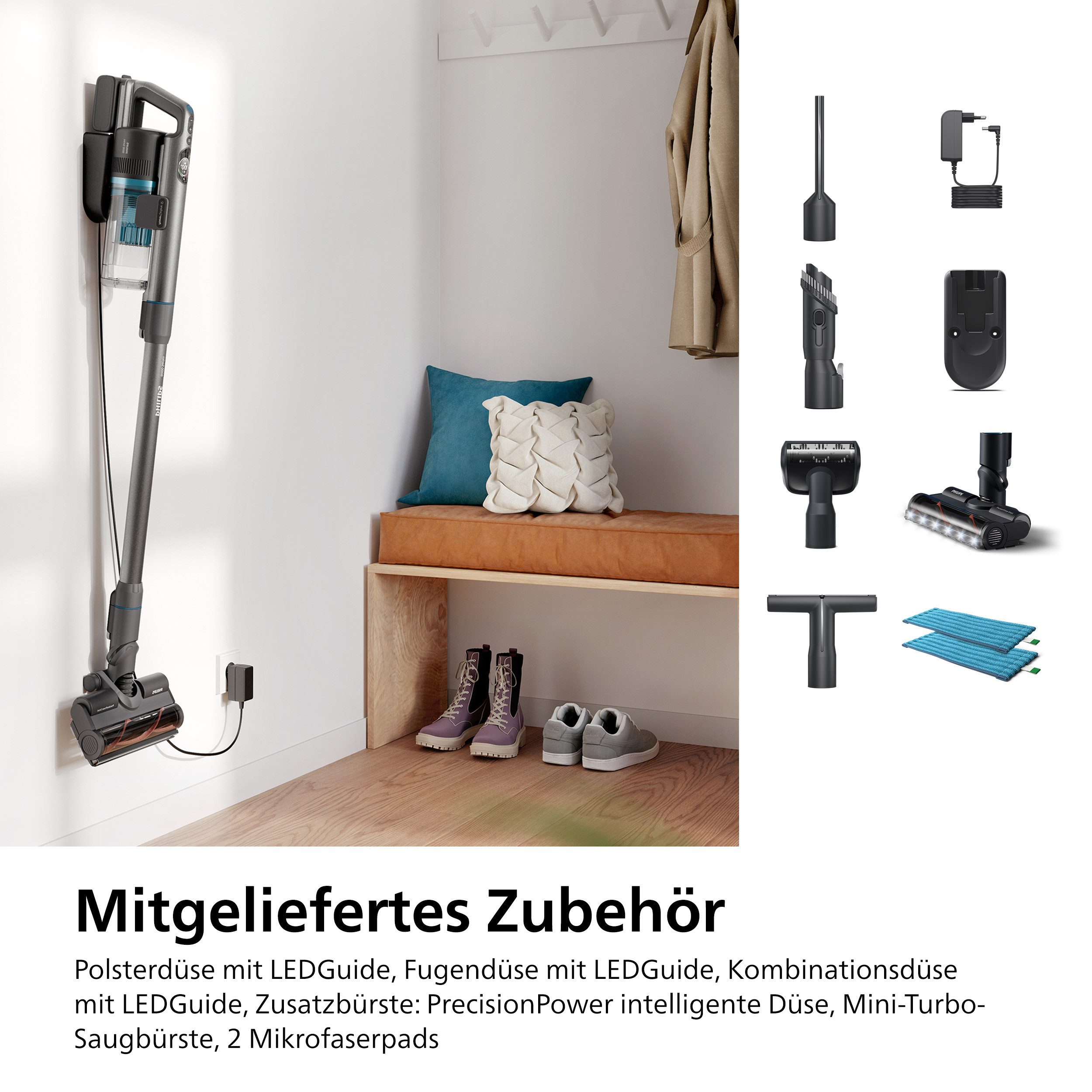 Philips Nat- en droogzuiger XC8055/01 Aqua Plus 8000 Series „Alleskönner“ met tot 80 minuten looptijd en adaptieve zuig- en wissproeier