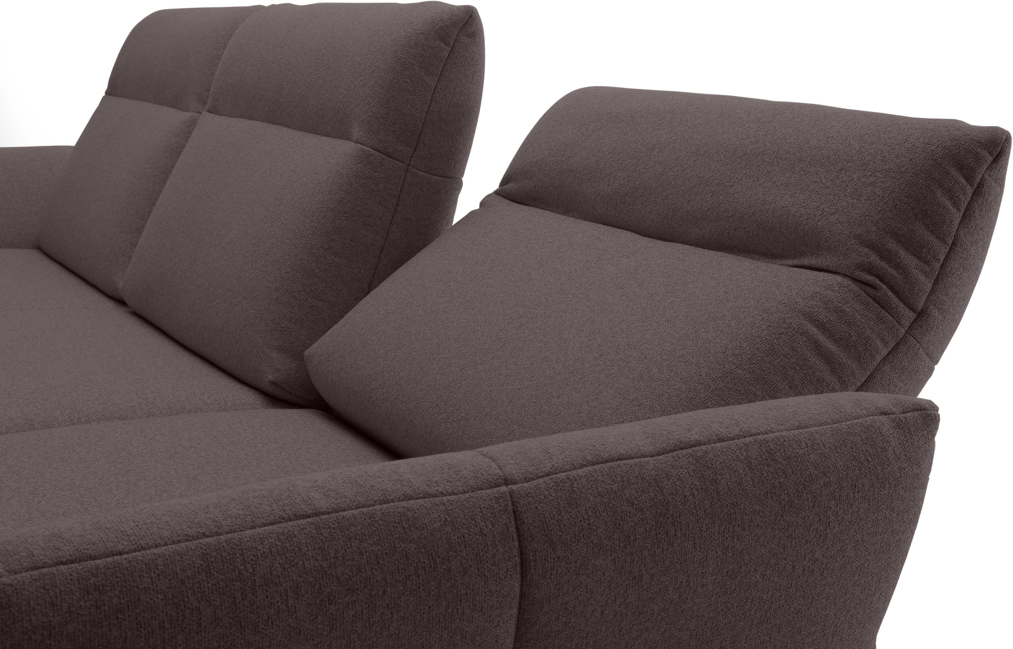 Creation BY ROLF BENZ Hoekbank CR.460 Sokkel in walnotenhout, onderstel in umbra grijs, breedte 338 cm